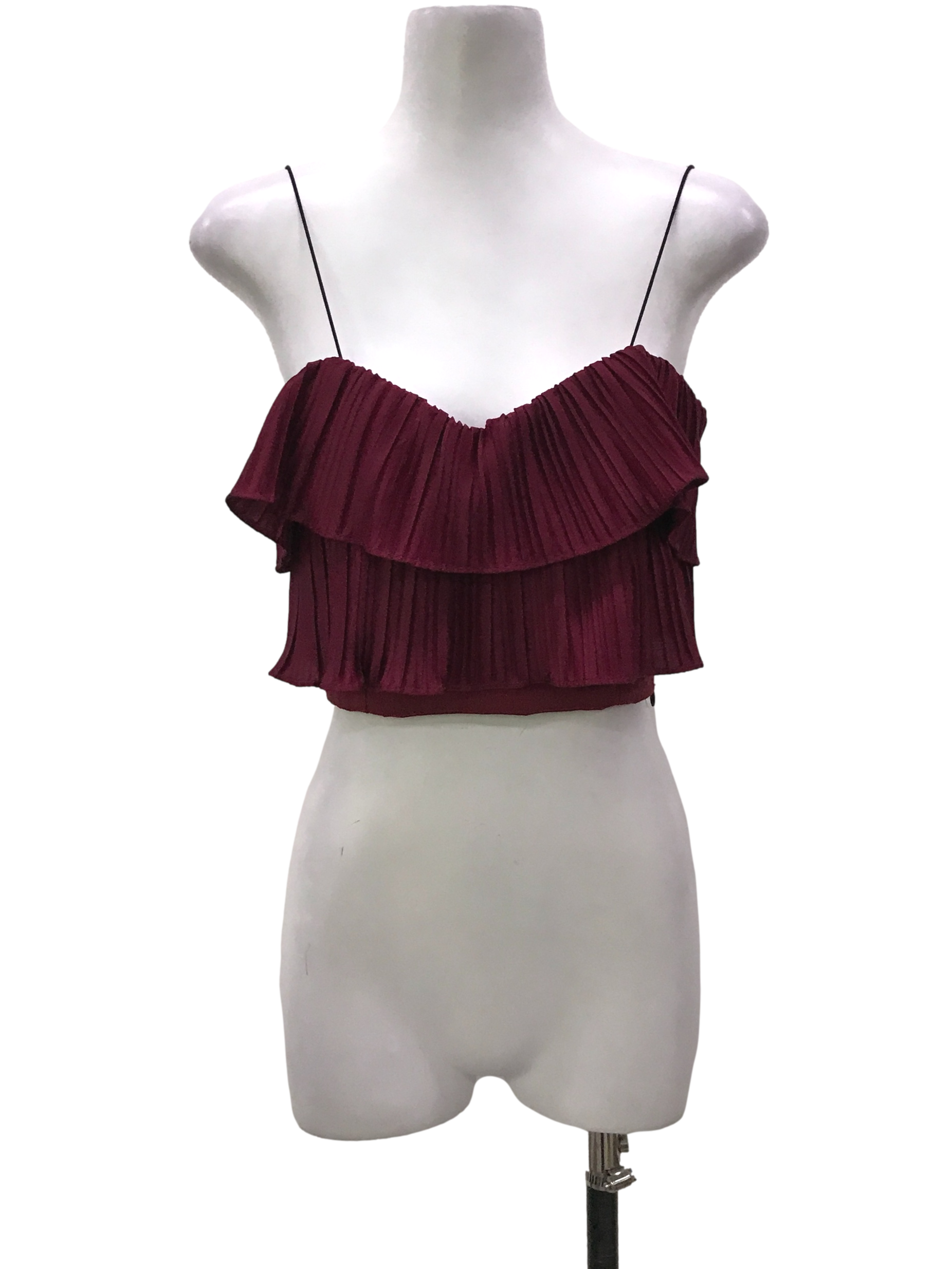 Red Pleated Tiered Bustier Top