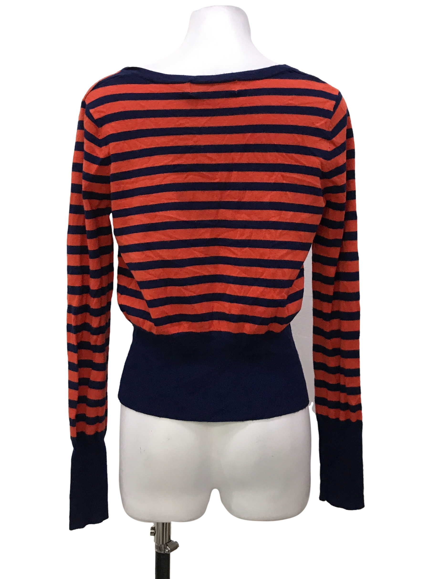 Orange And Blue Stripes Lip Cardigan