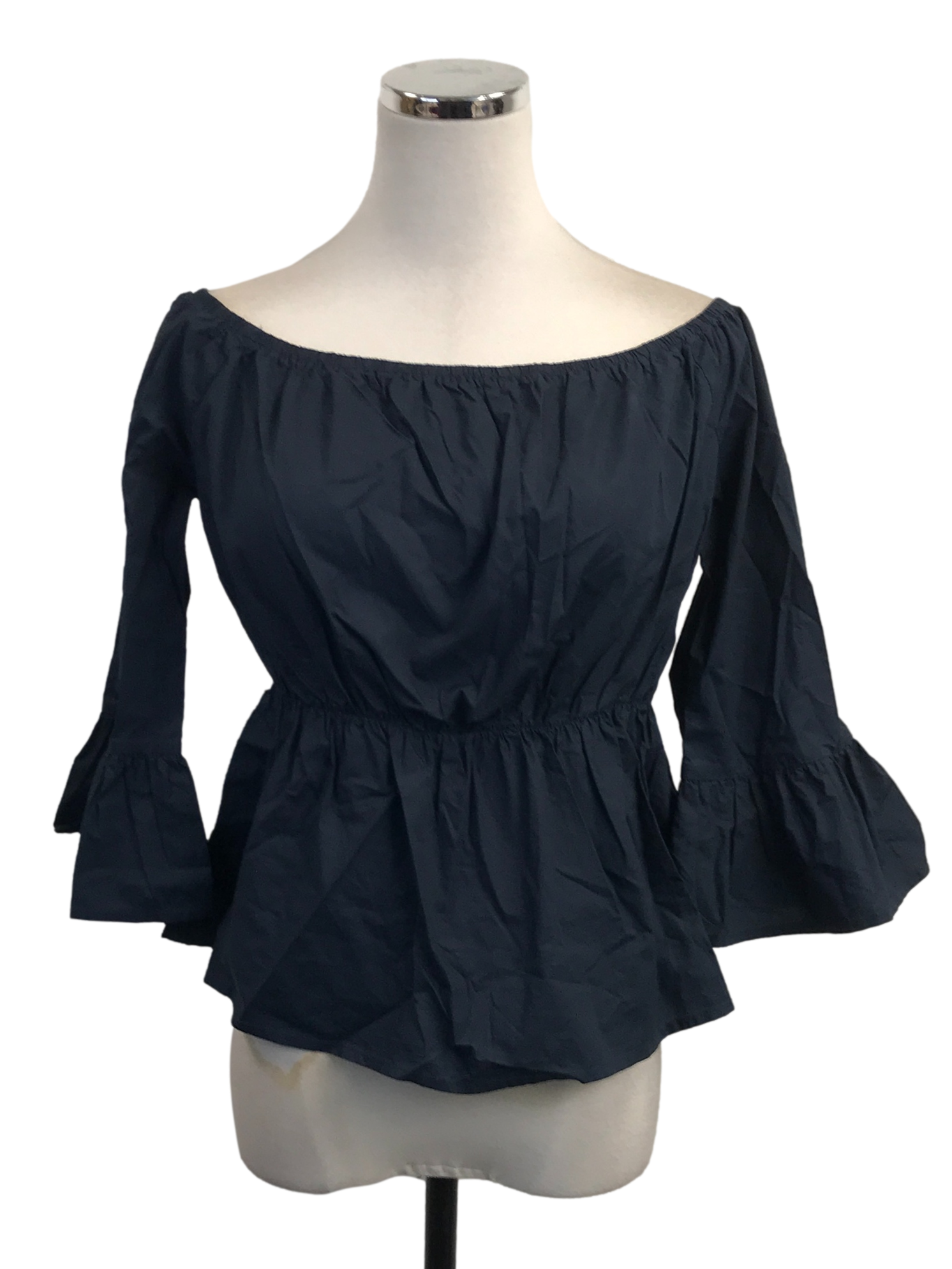 Dark Blue Bell Sleeves Top