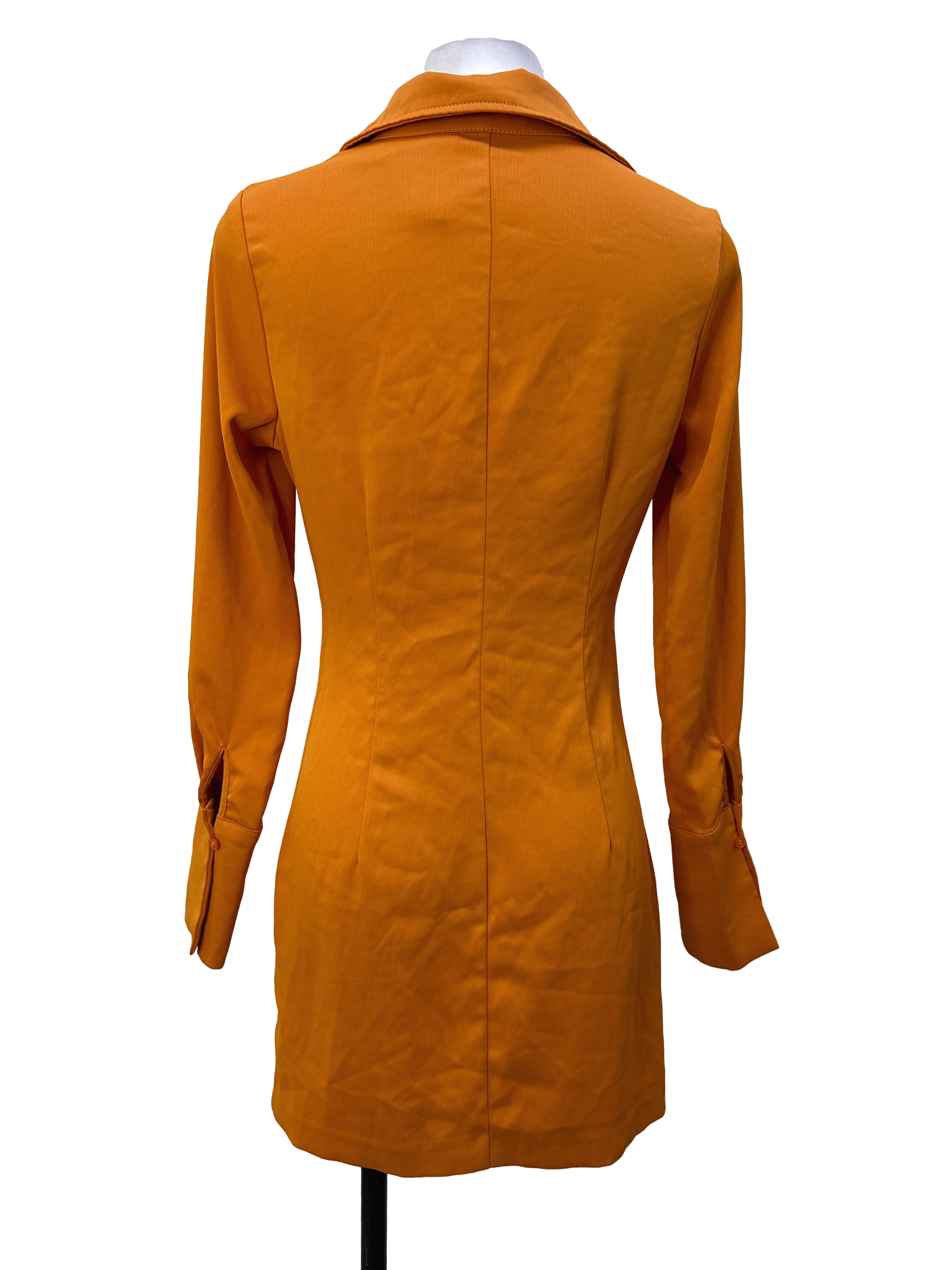 H&M Orange Deep V-Neck Button Up Dress