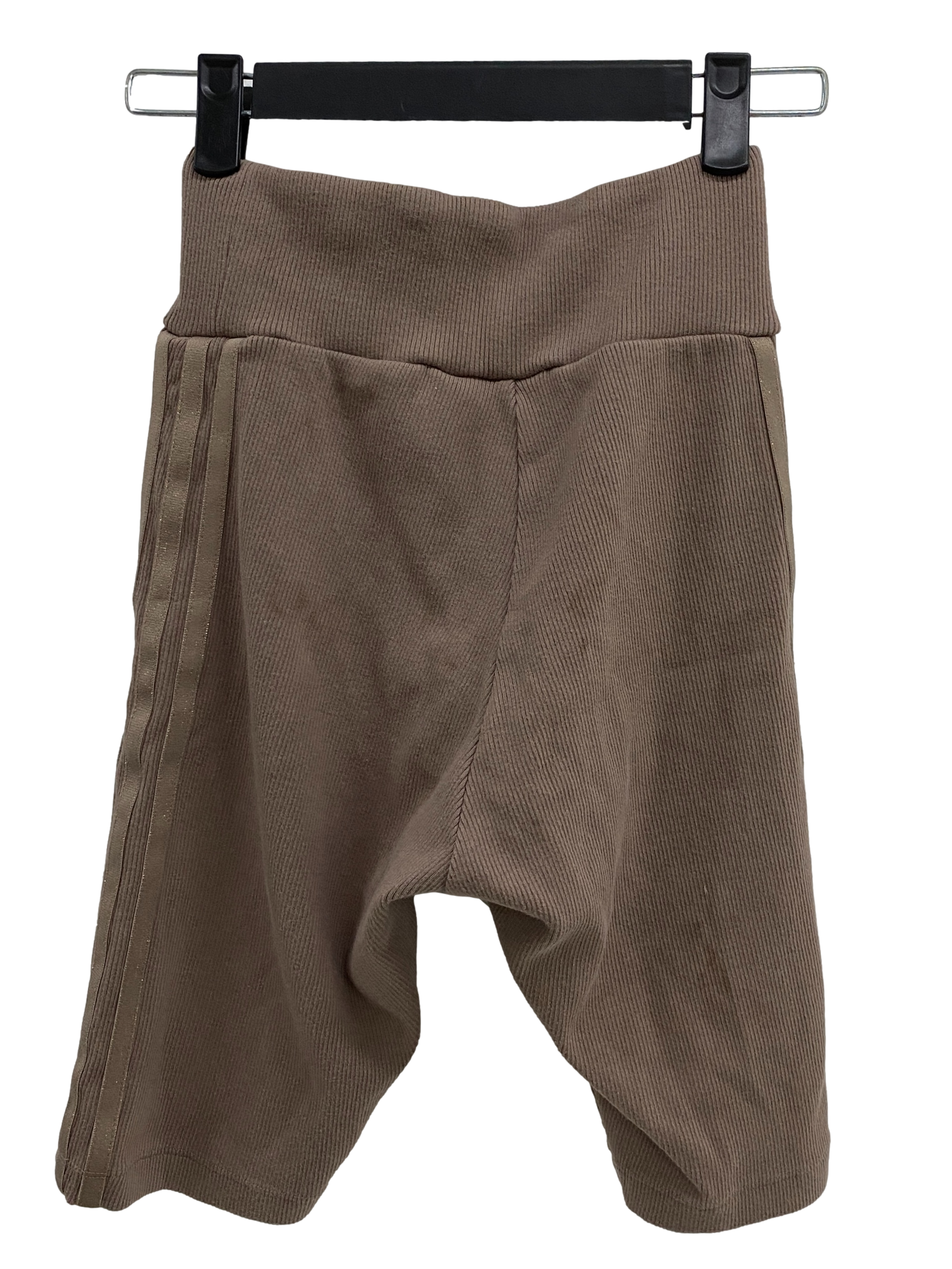 Brown Ribbed Biker Shorts