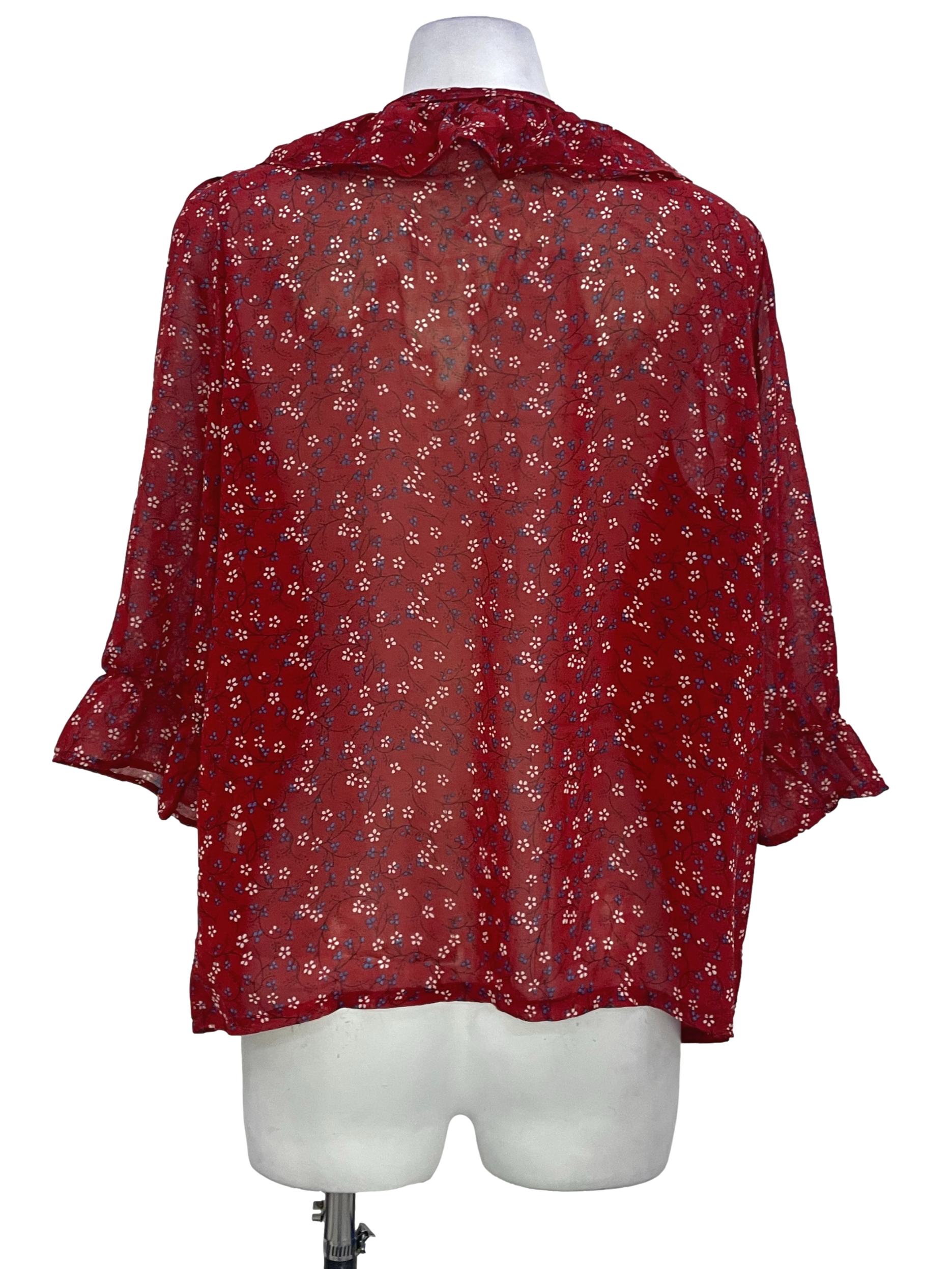 Red Floral Shoelace Top