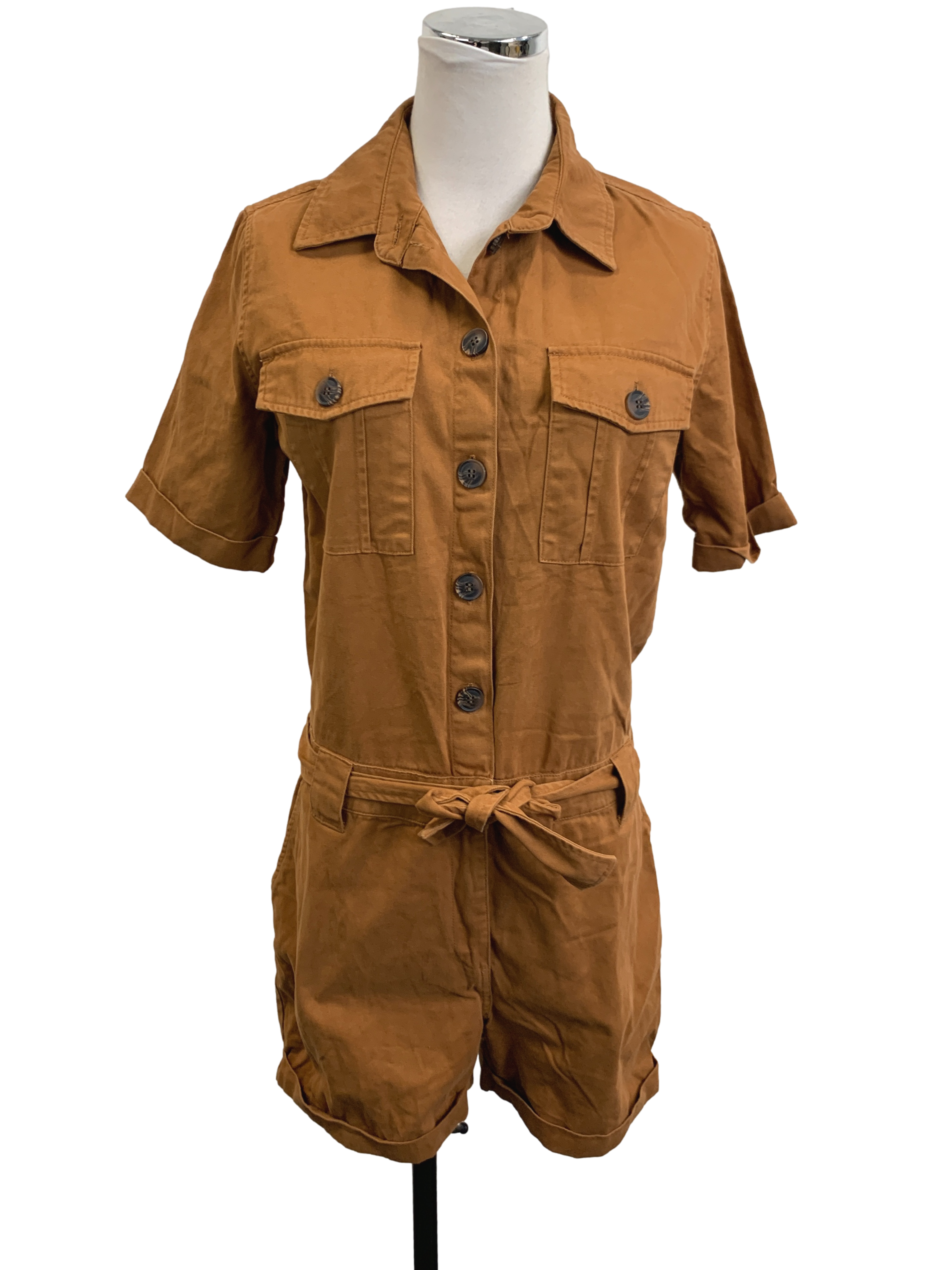 Ginger Brown Button Down Romper
