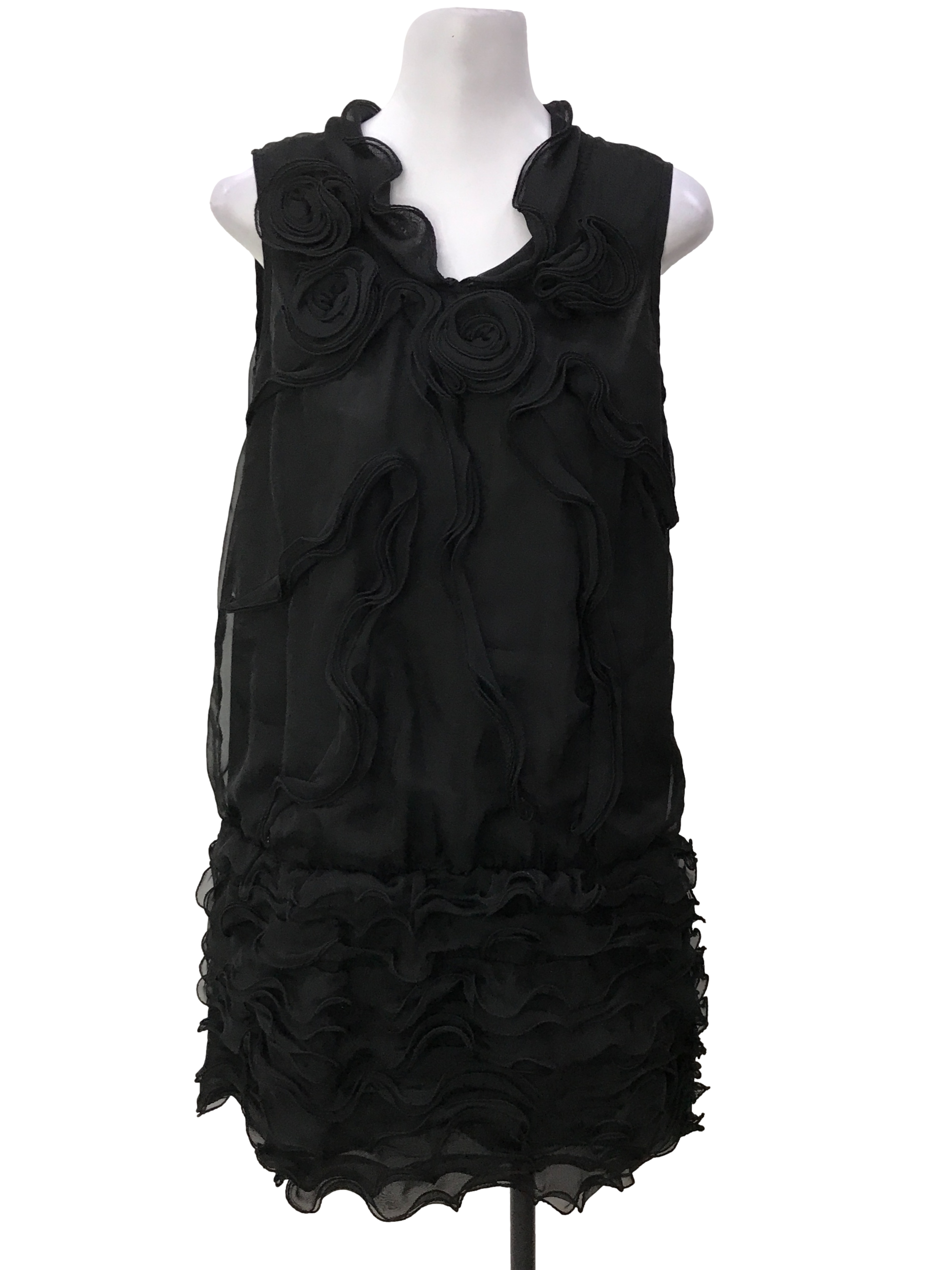 Black Flower Textured Dress