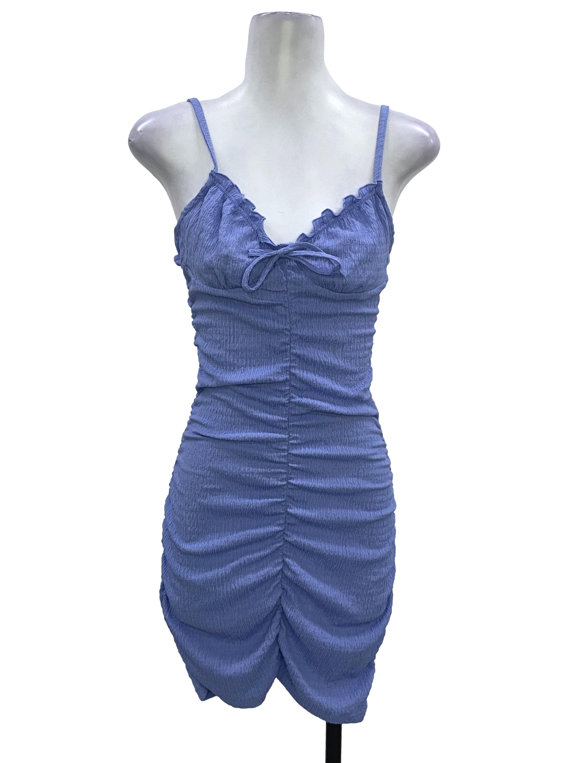 Blue Scrunched Mini Dress