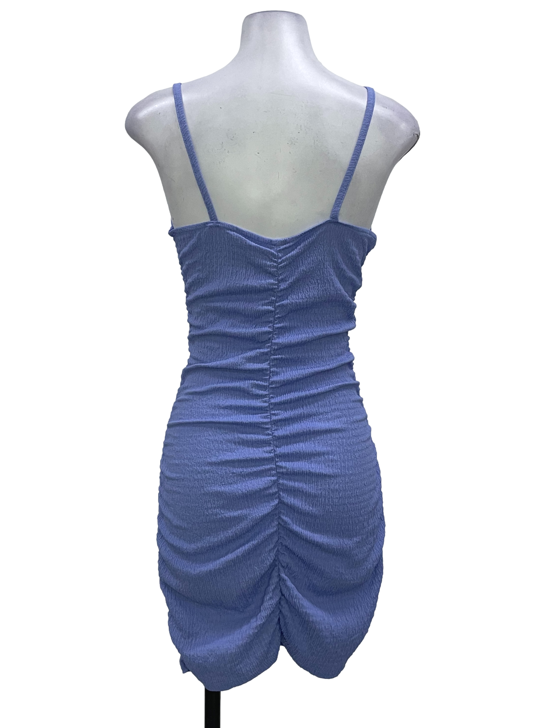 Blue Scrunched Mini Dress