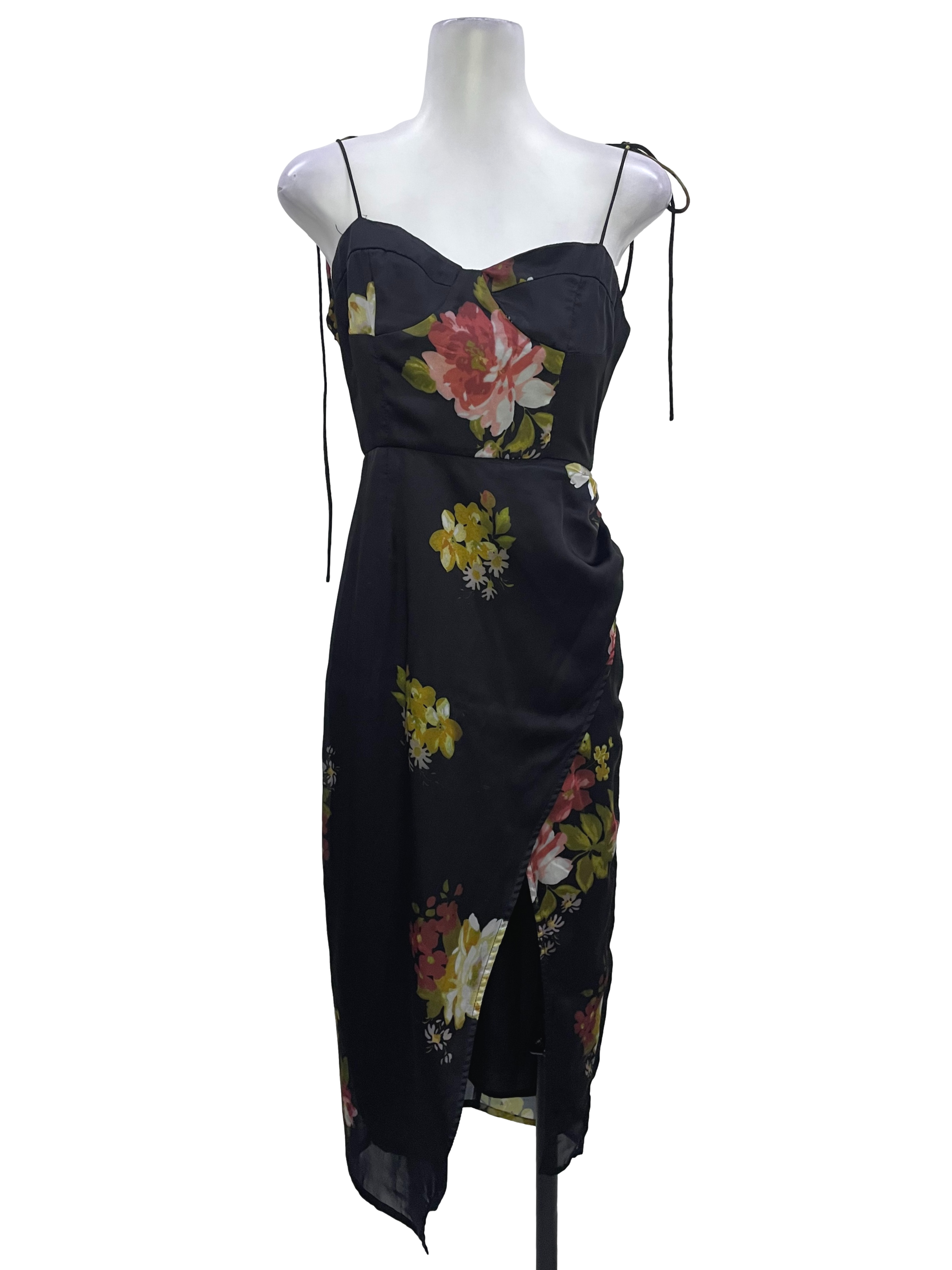 Black Floral Midi Dress