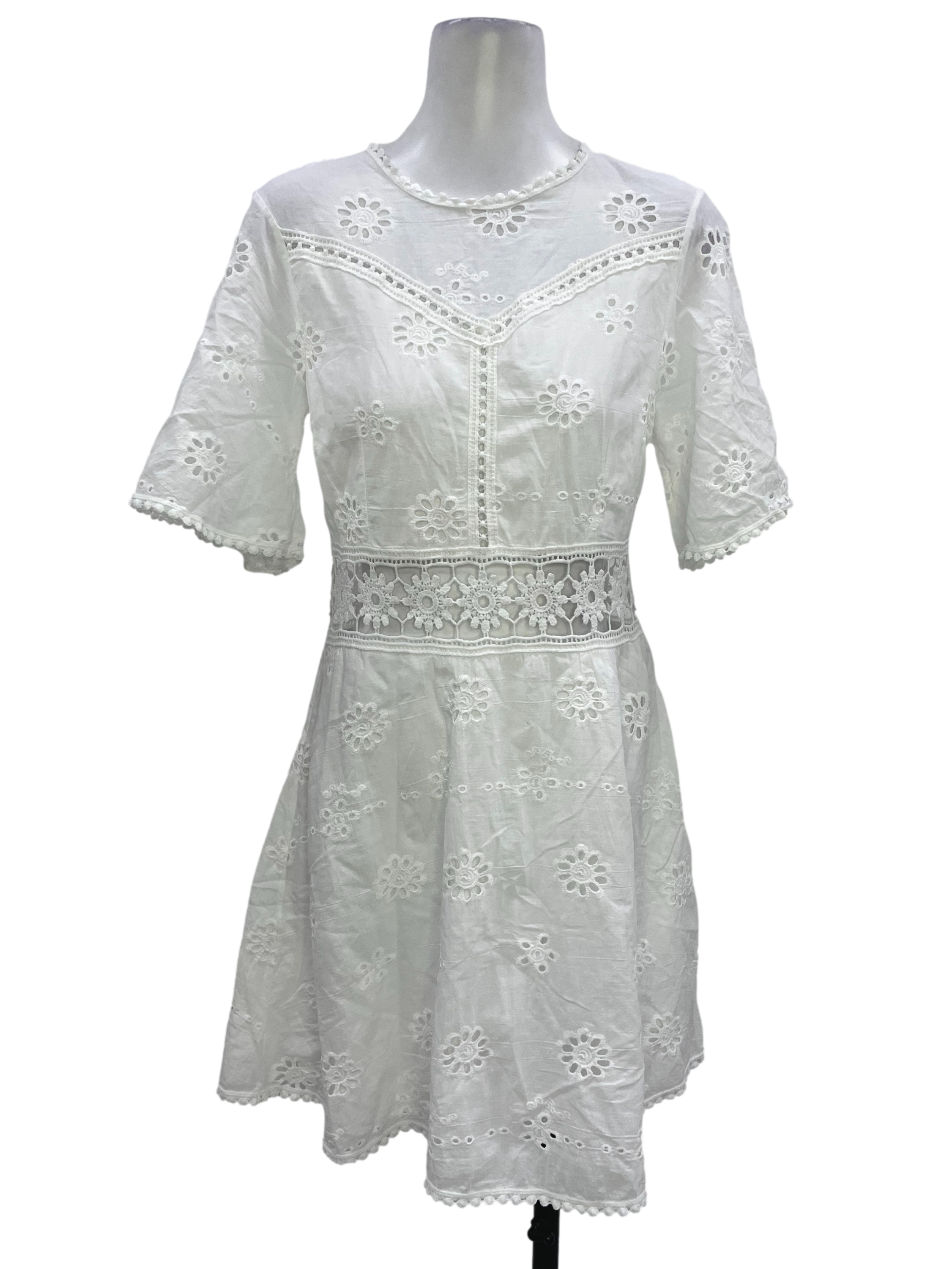 White Lace Backless Midi Dress