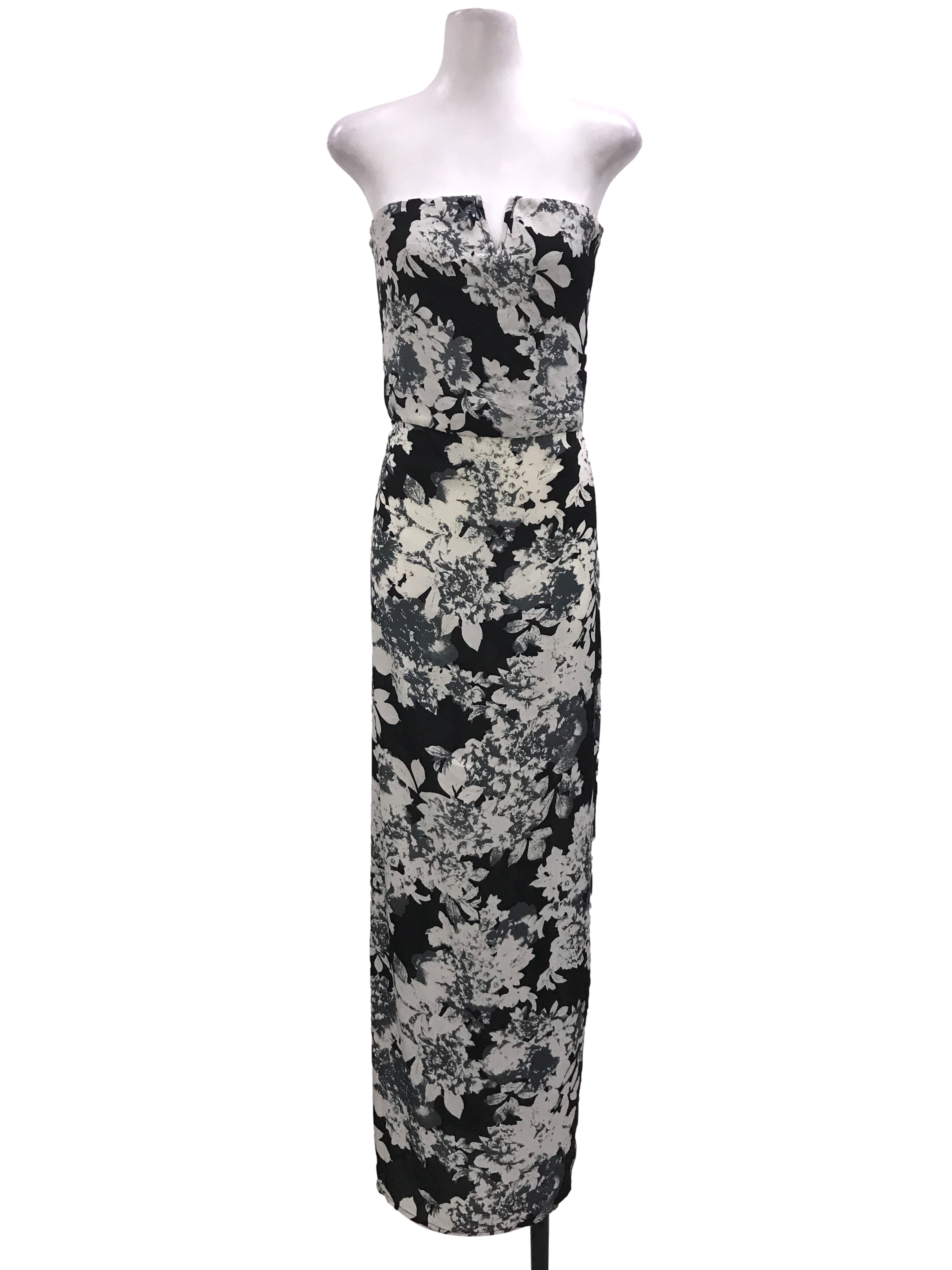 Charcoal Black Floral Tube Dress