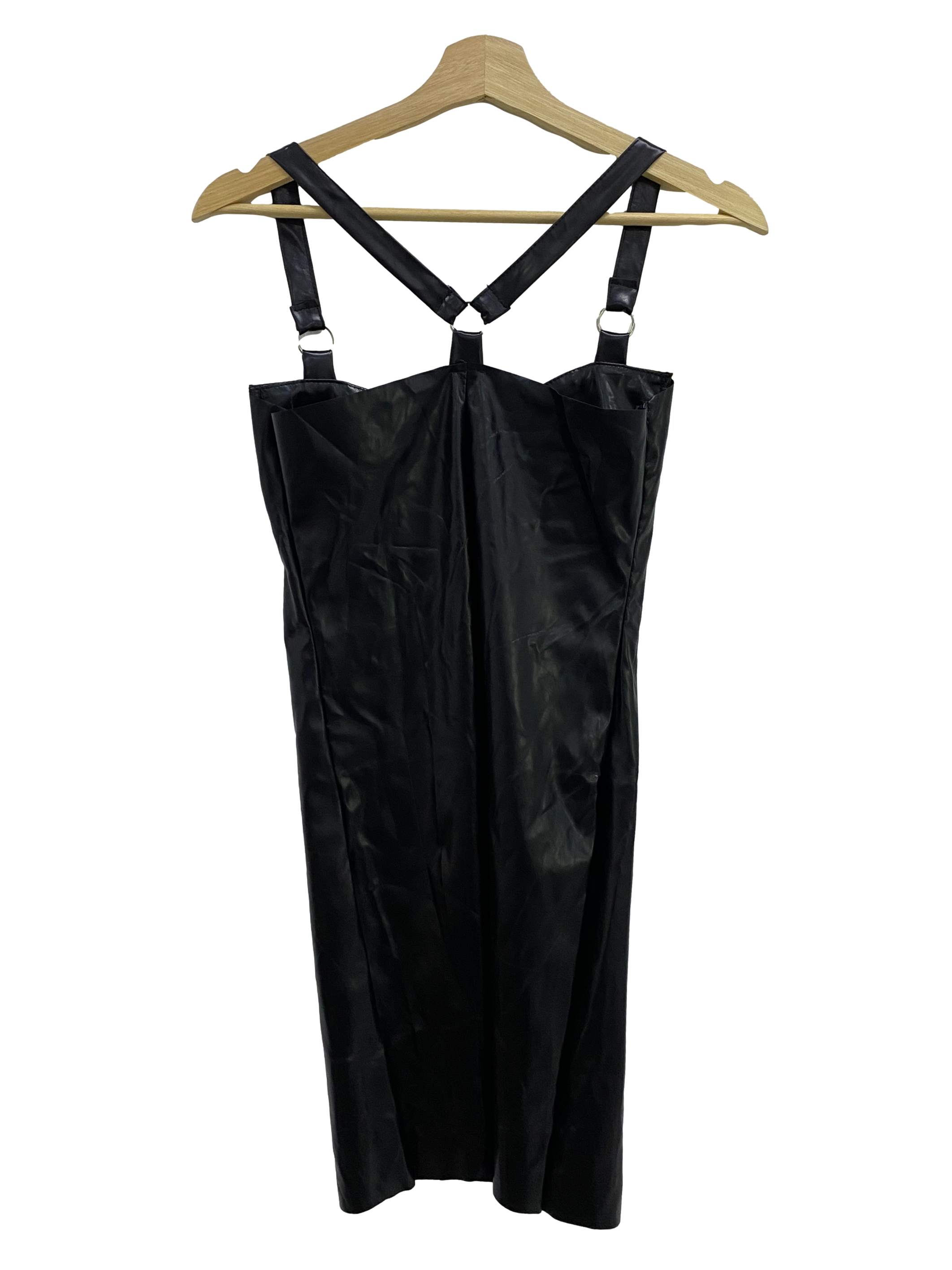 Black Pu Leather Bustier Dress