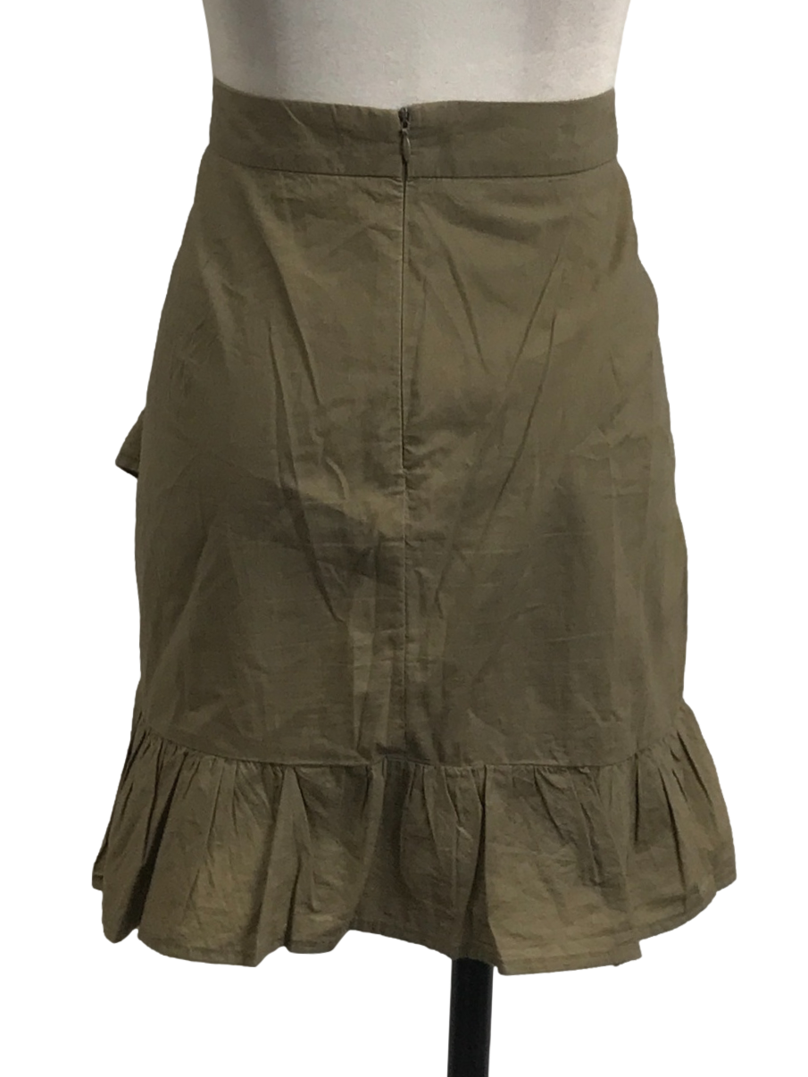 Olive Green Ruffle Hem Skirt