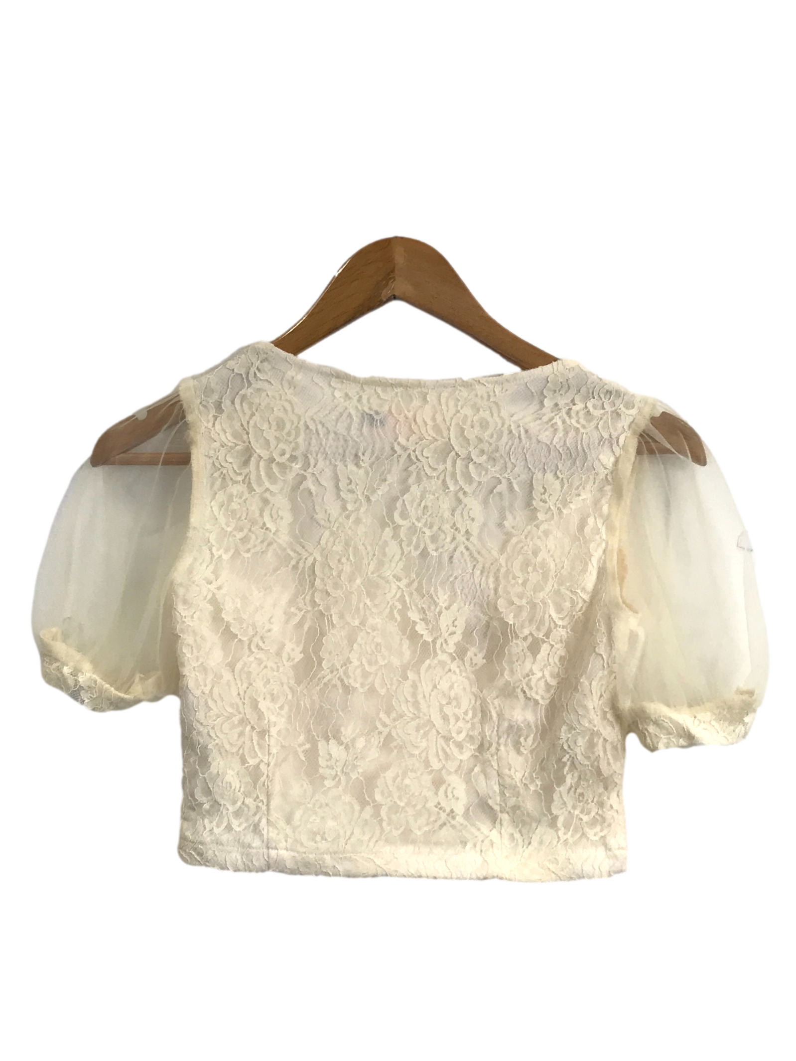 White Lace Sheer Sleeve Top