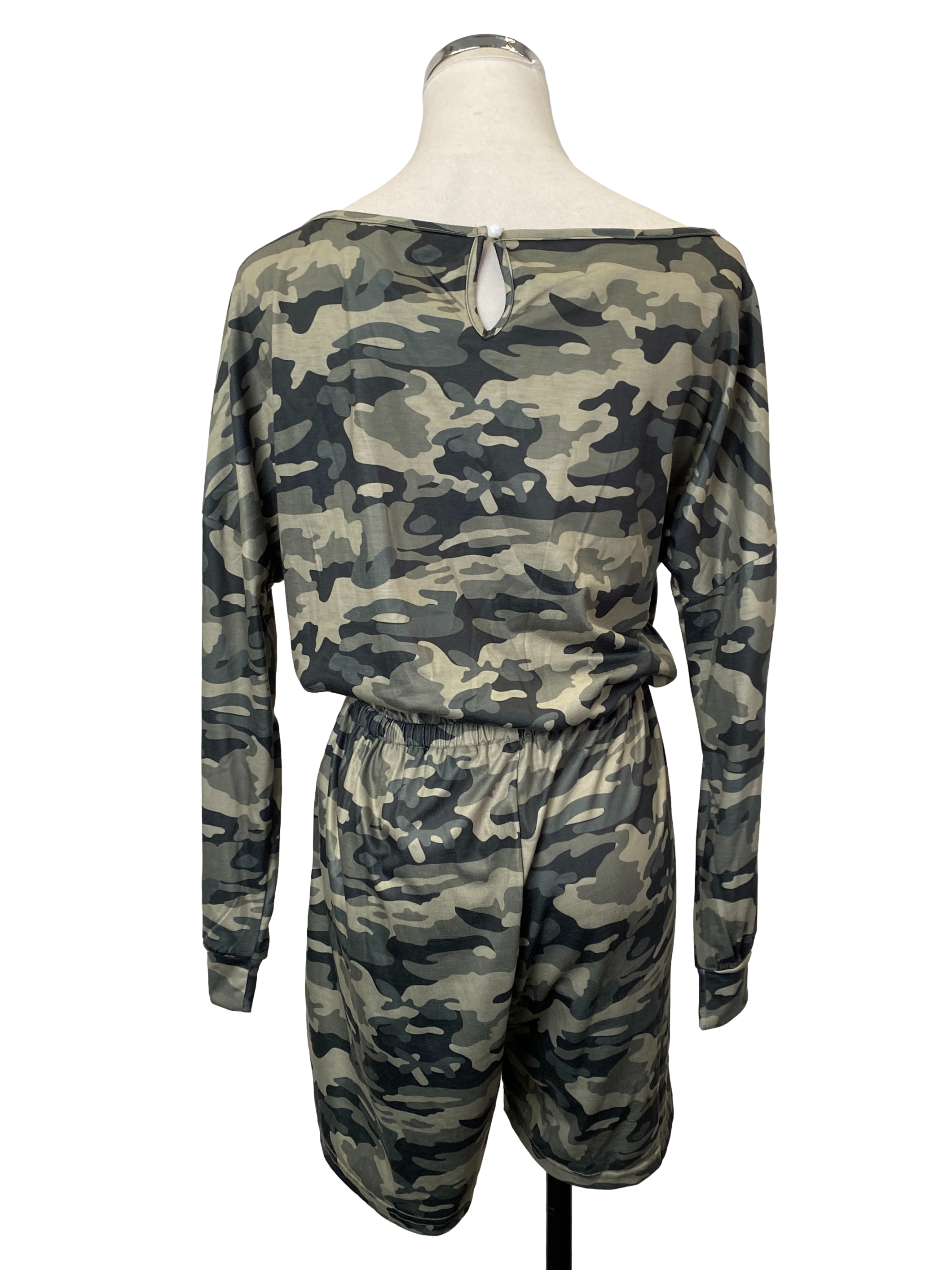 Army Green Camouflage Print Romper