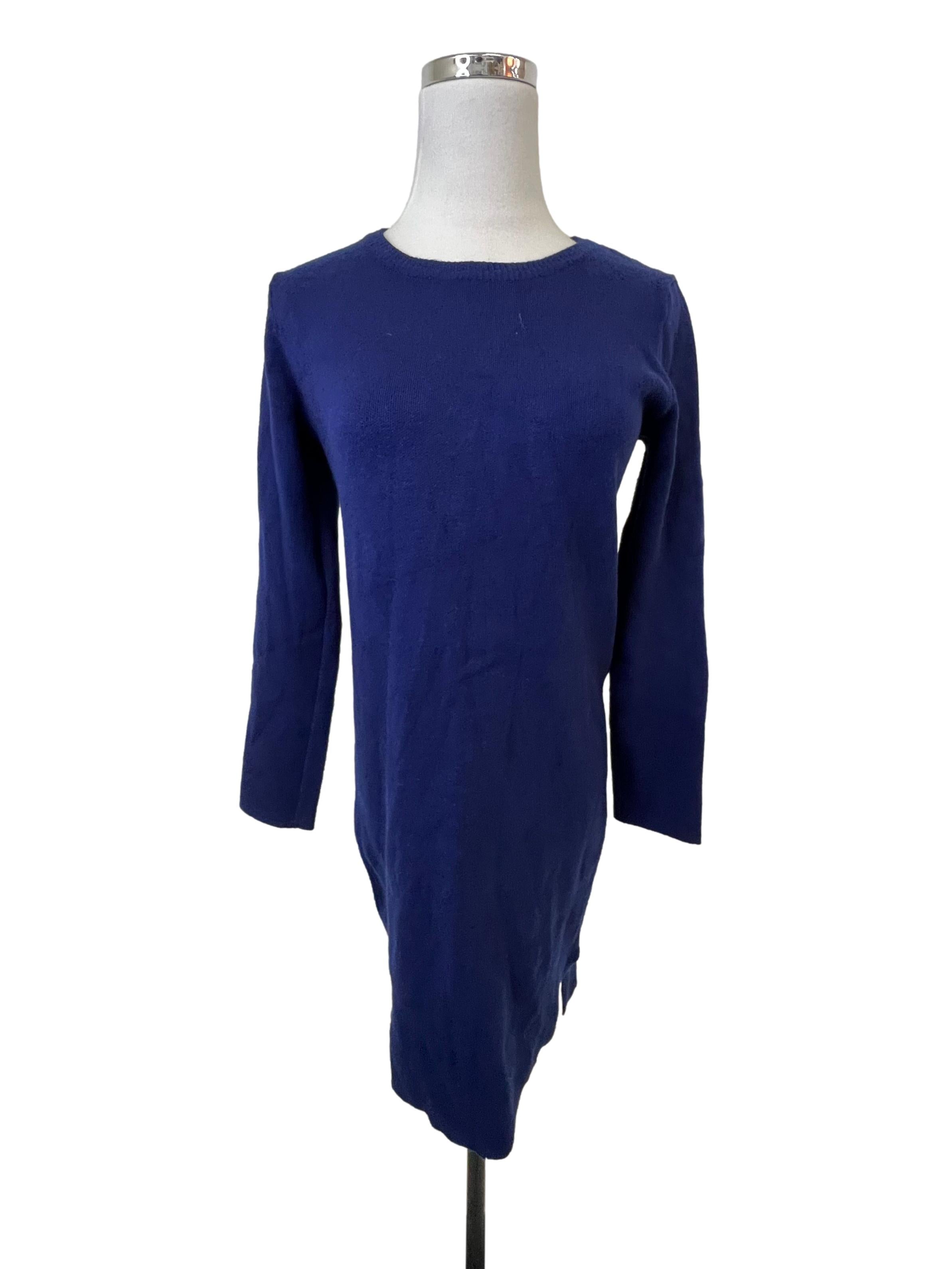 Cobalt Blue Round Neck Longsleeves Dress