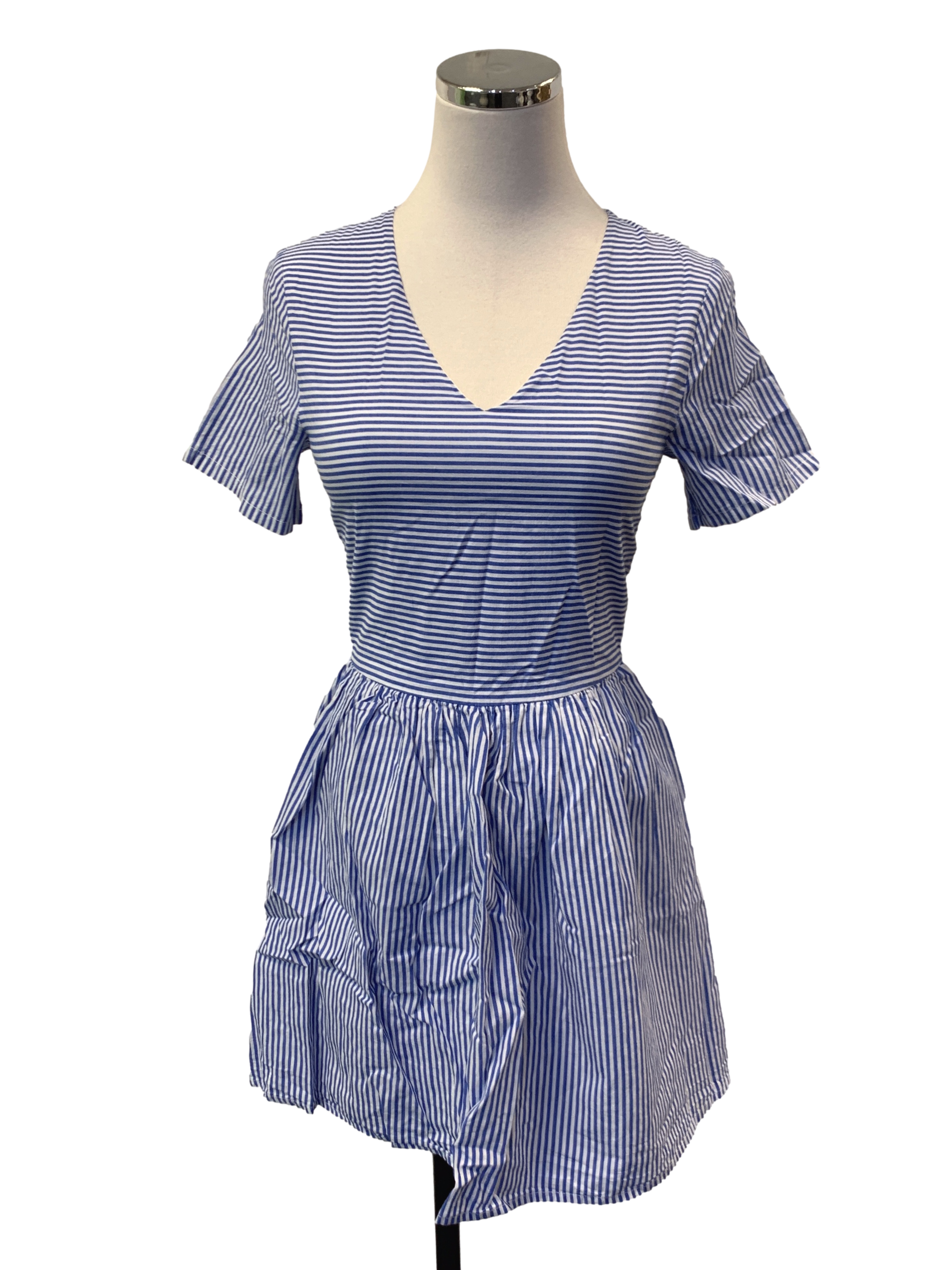 Blue and White Striped Dress