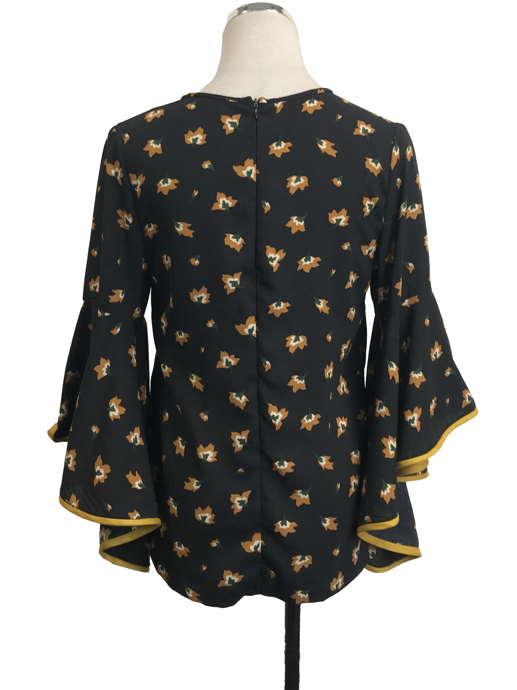 Black Floral Witch Sleeve Blouse