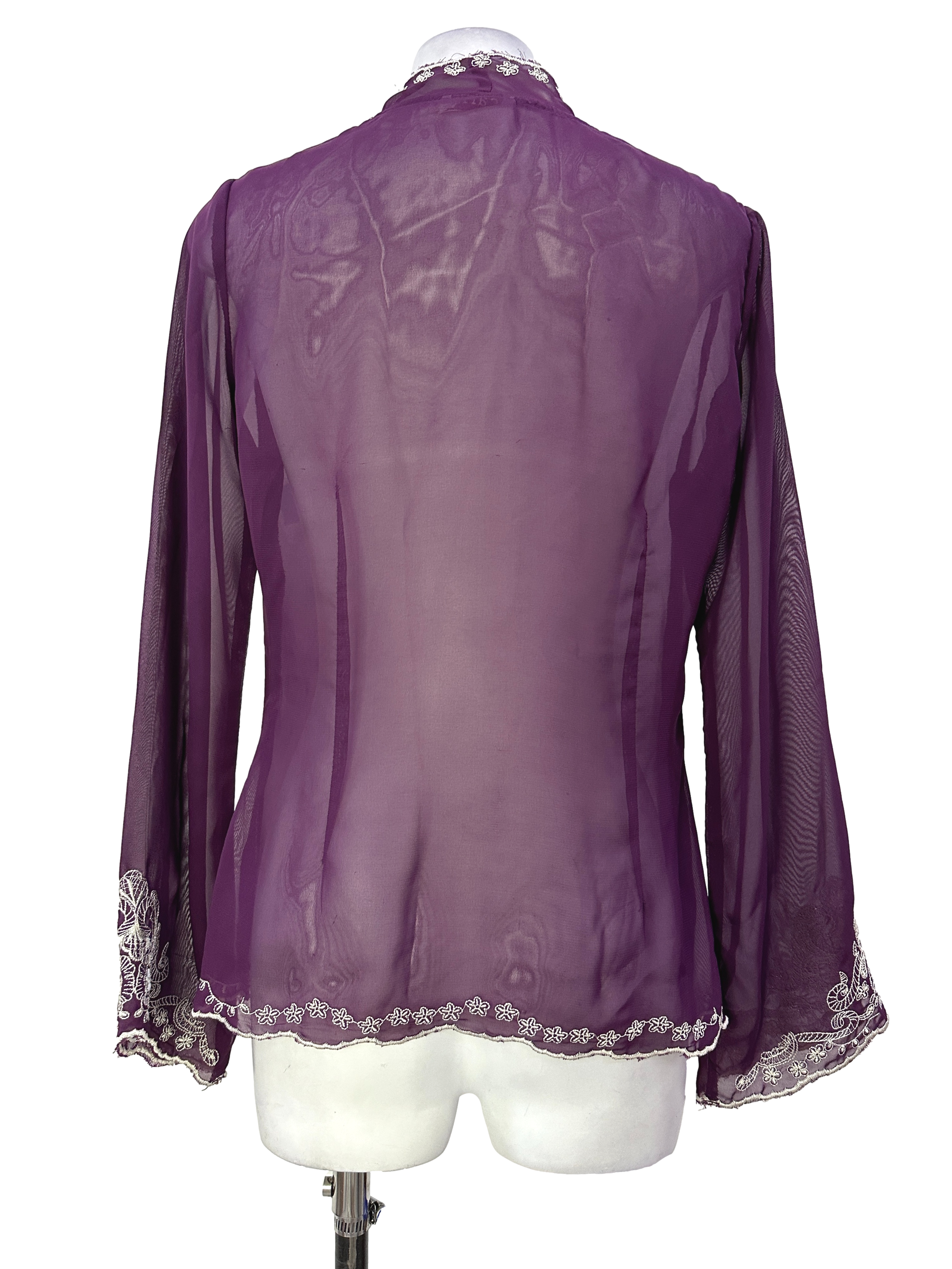 Purple & White Beaded Baju Kebaya Top