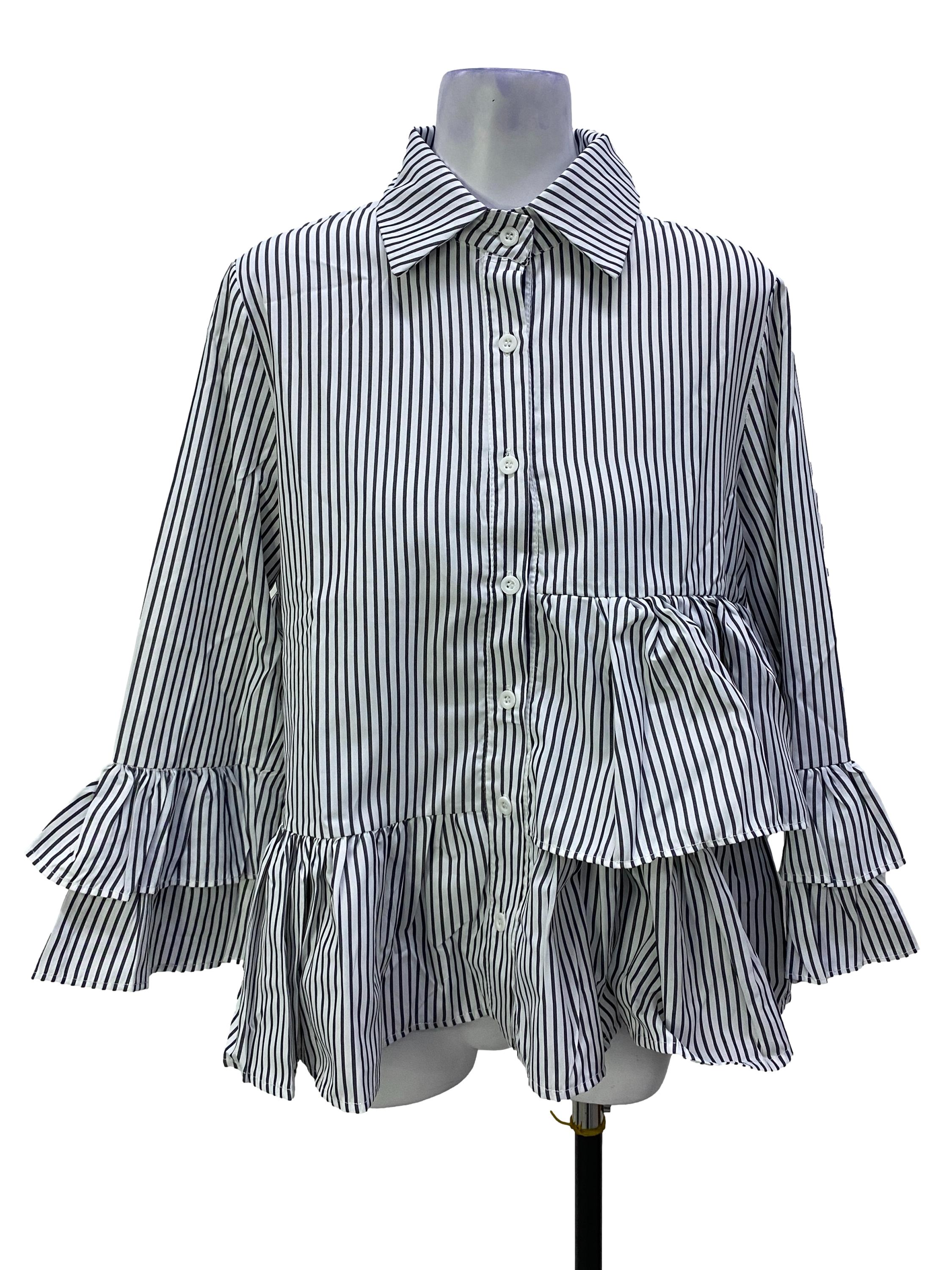 Slate Pinstripes Blouse