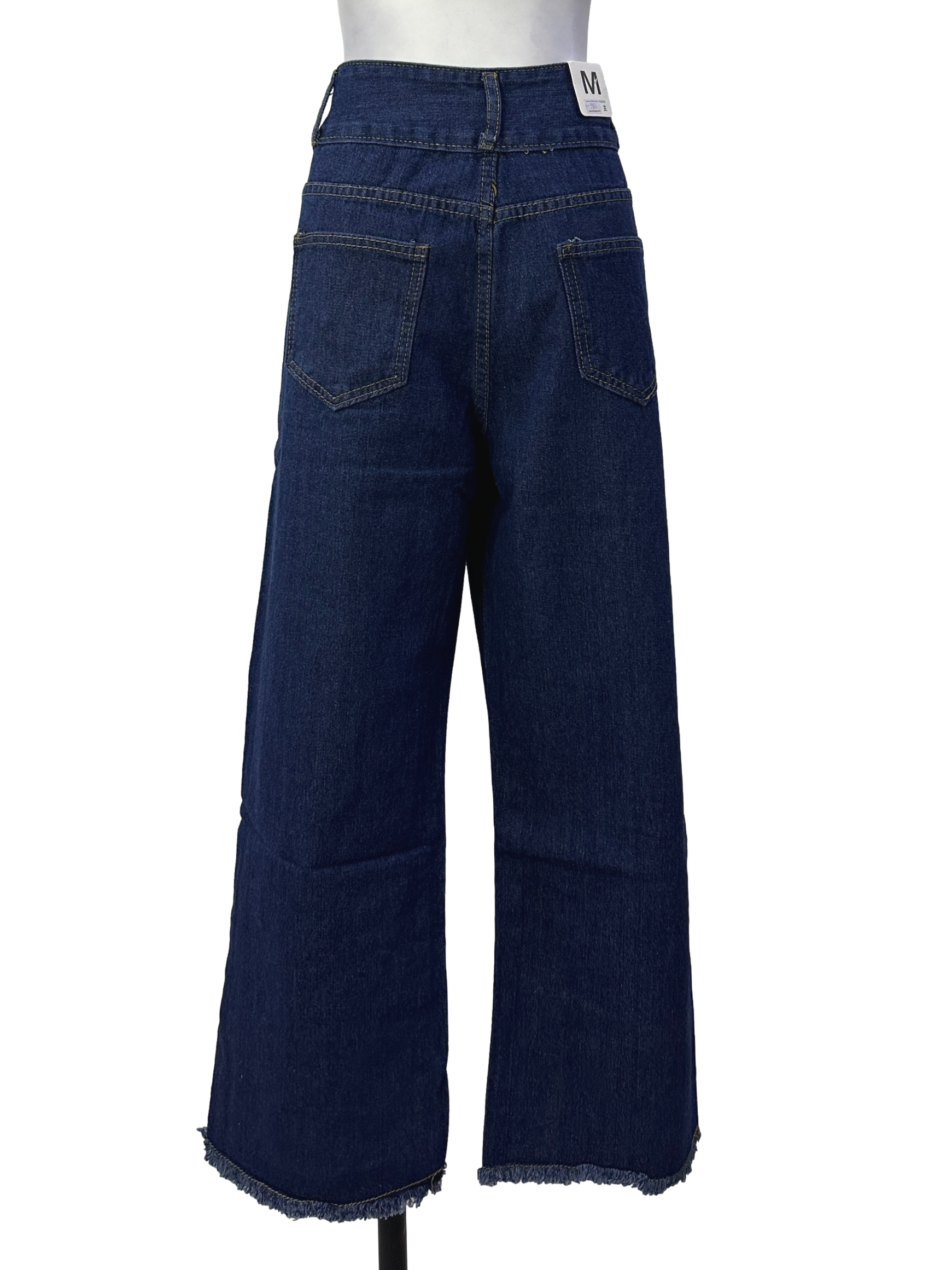 Cobalt Denim Blue Frayed Hem Jeans