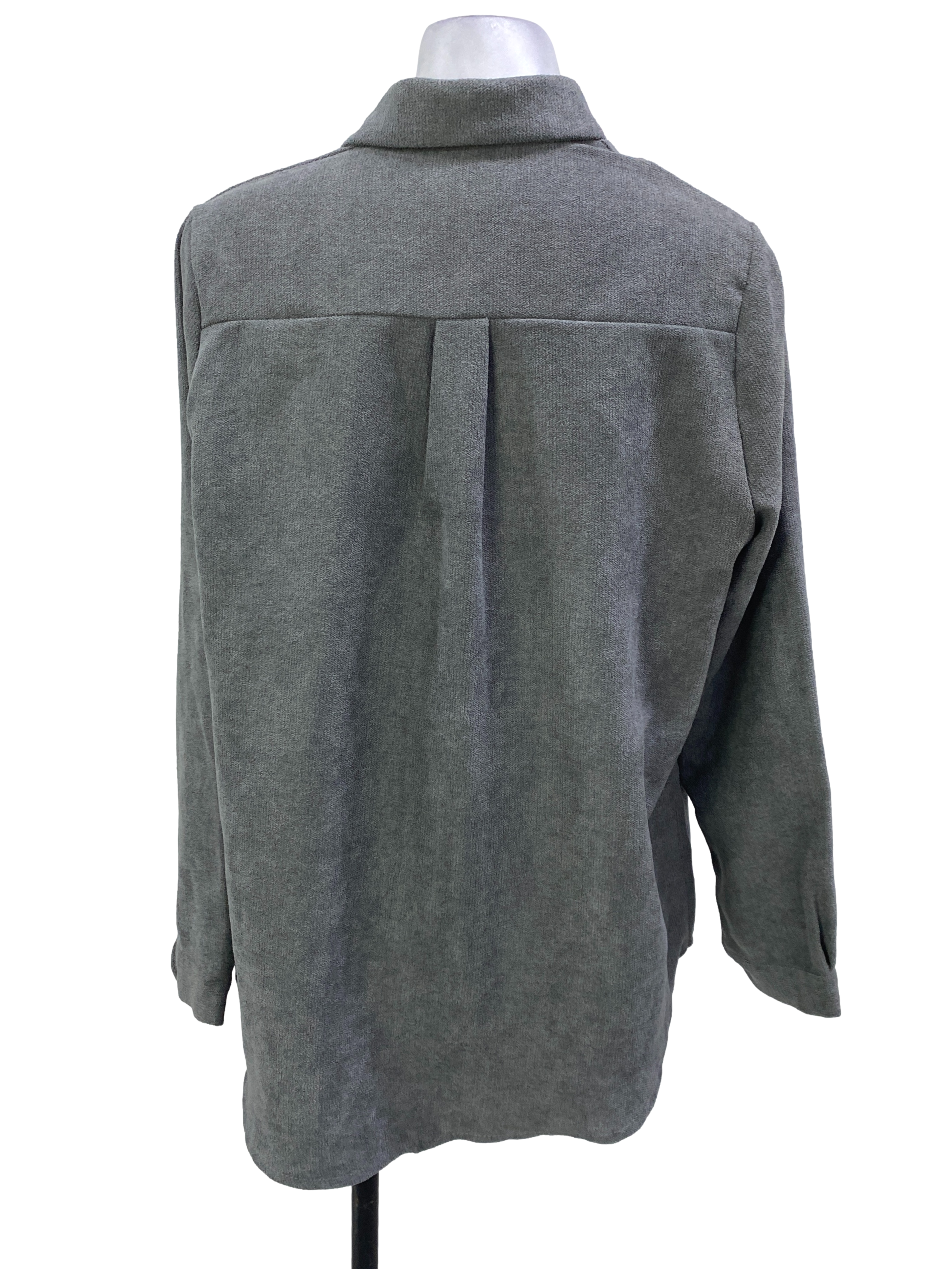 Grey Corduroy Long Sleeves Button Down Top