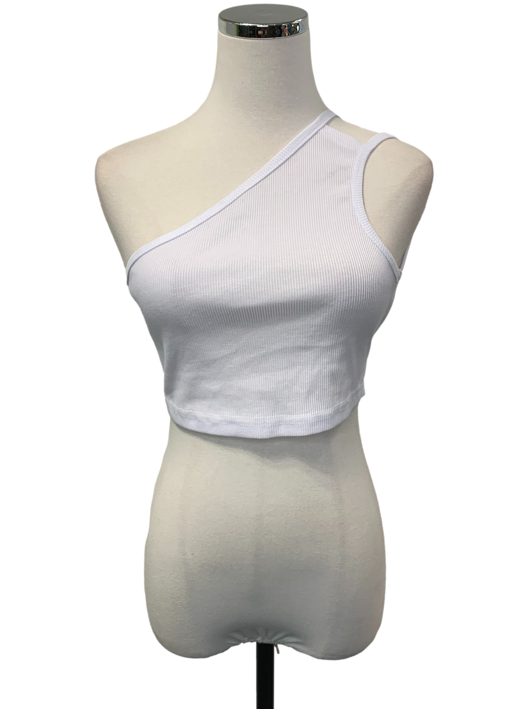 White Backless One Shoulder Top