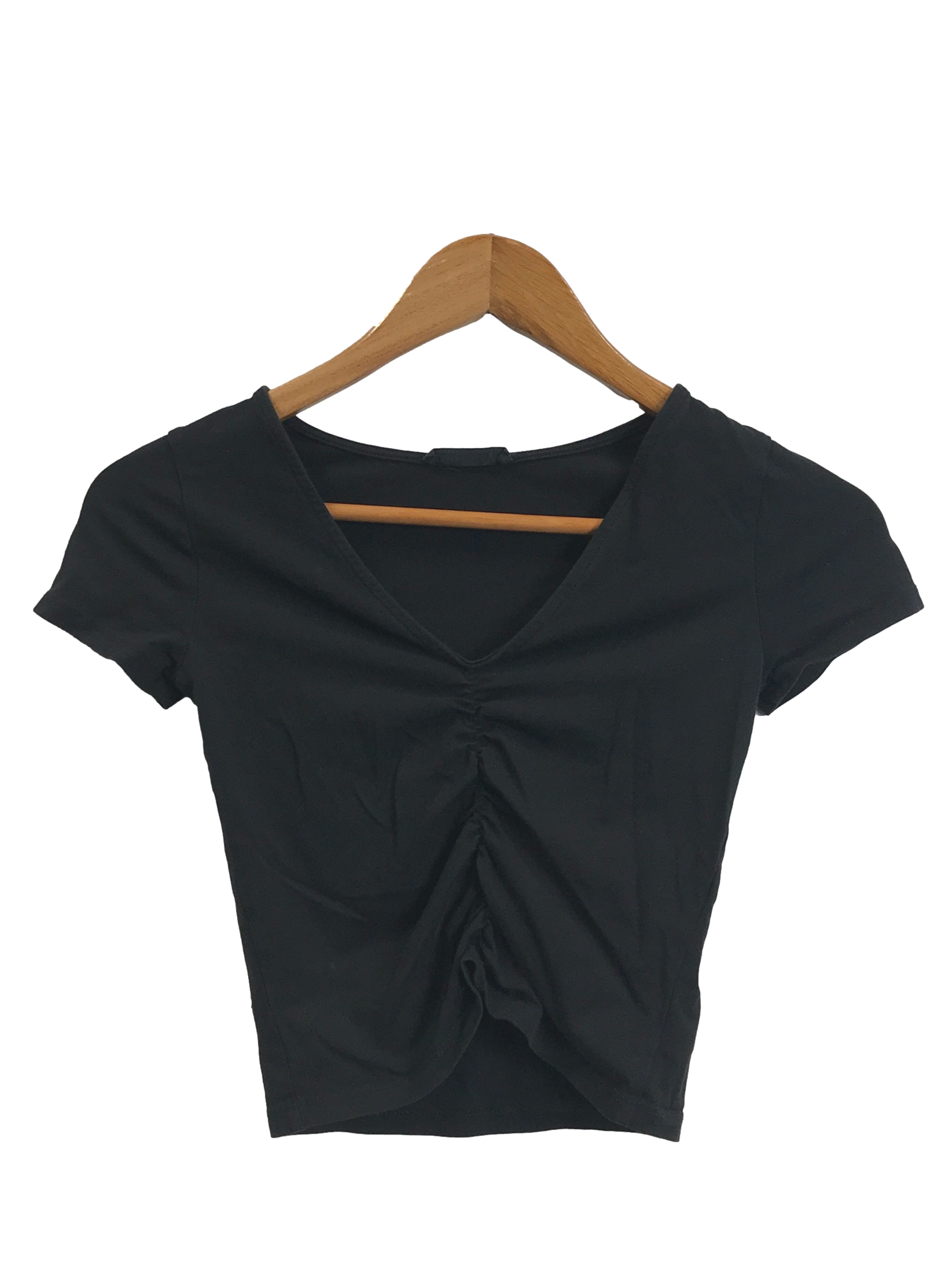 Black Middle Ruched Crop Top