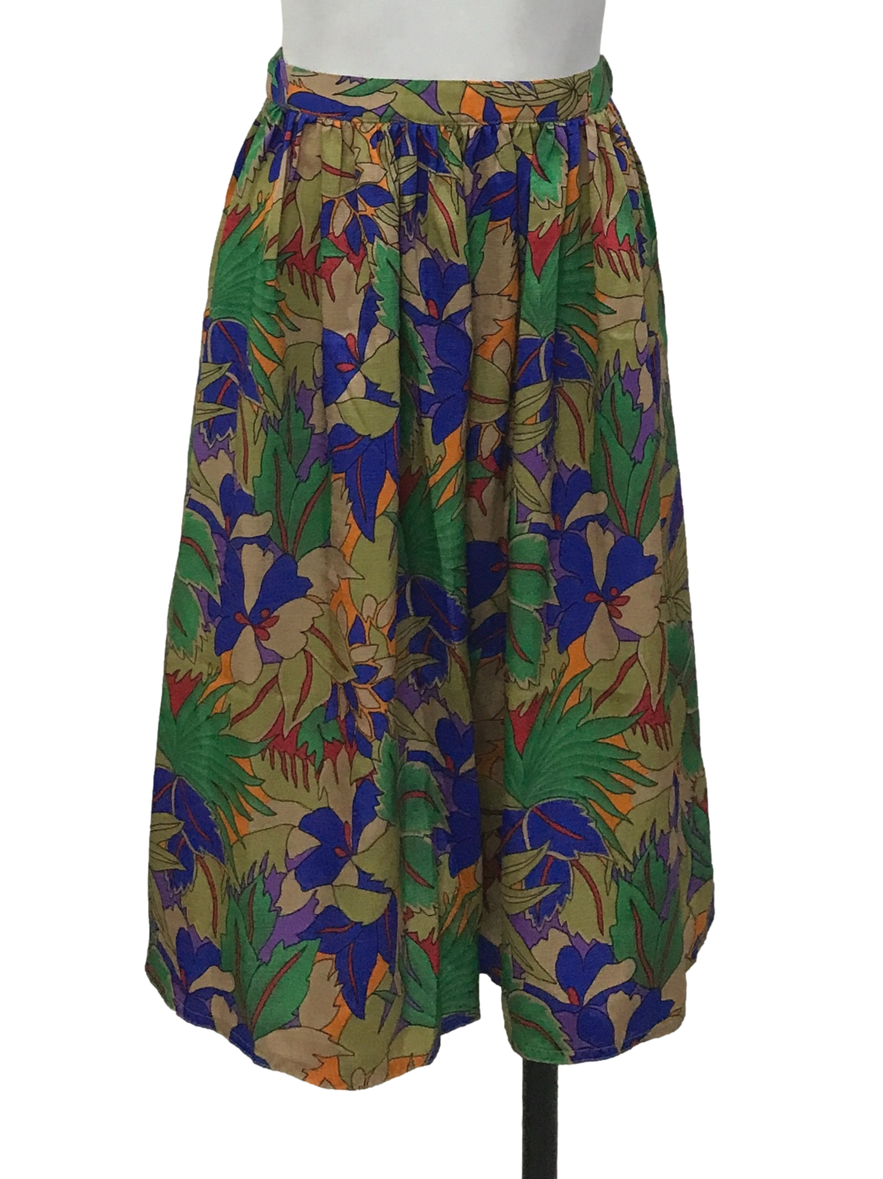 Multicolor Print Midi Skirt