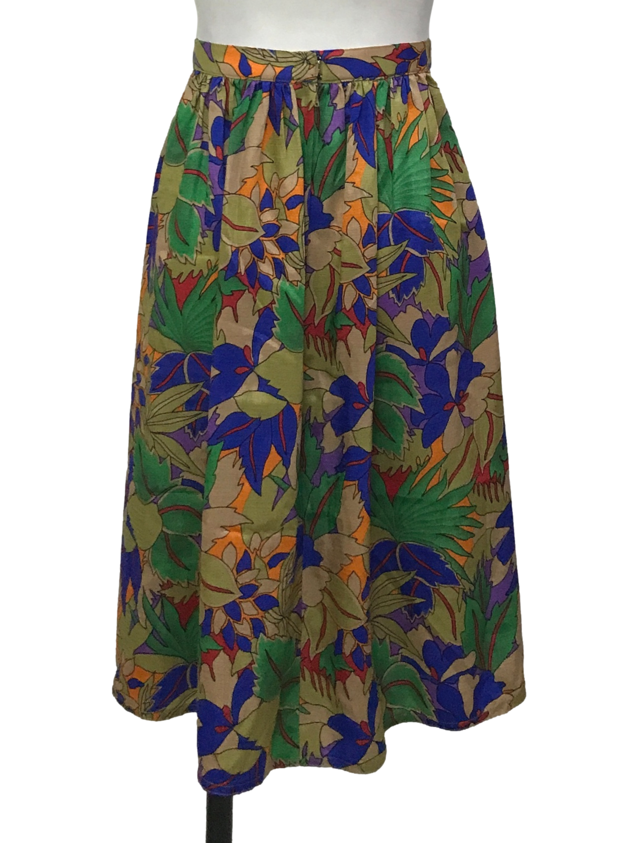 Multicolor Print Midi Skirt