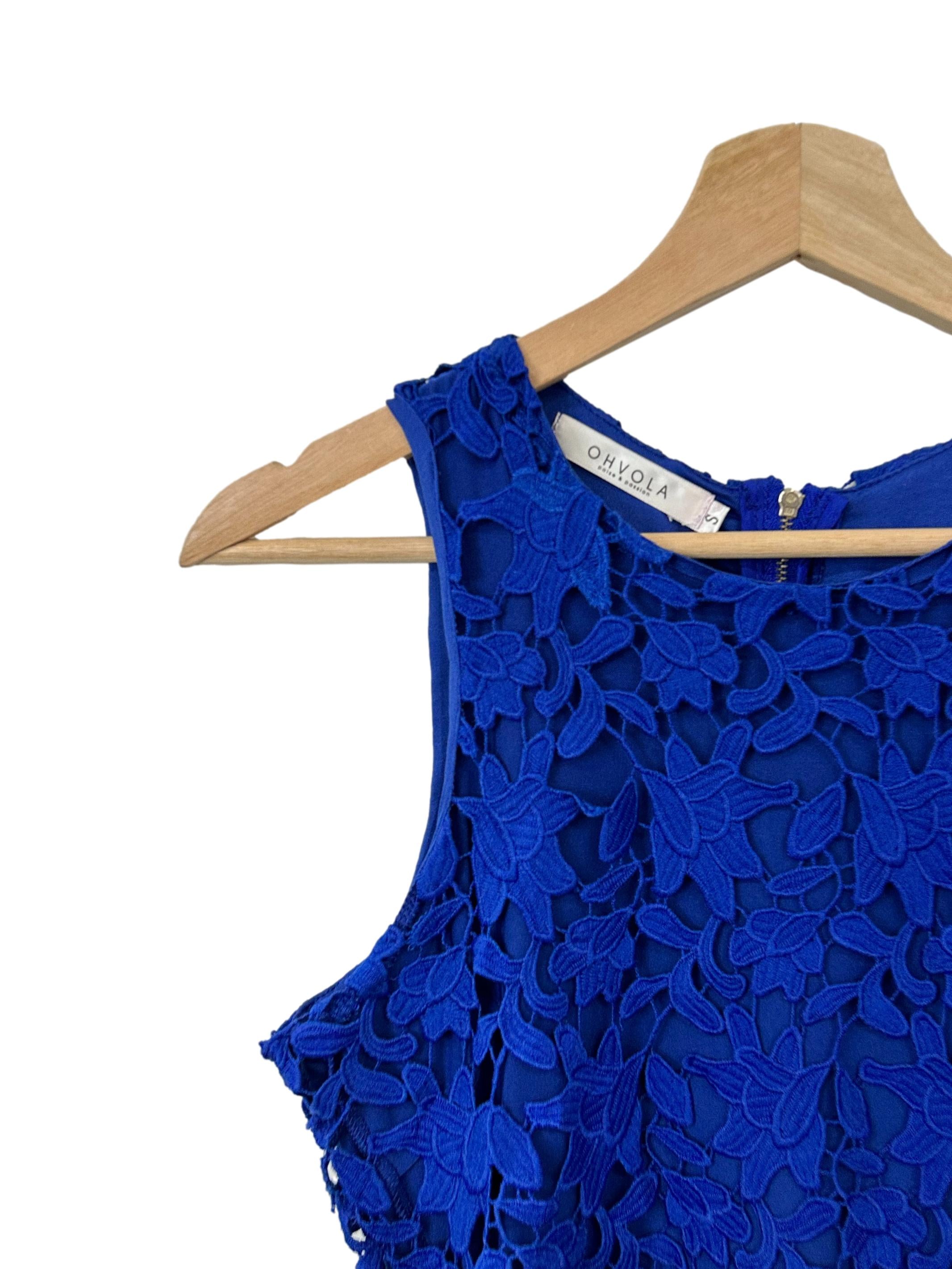 Cobalt Blue Floral Embroidery Dress