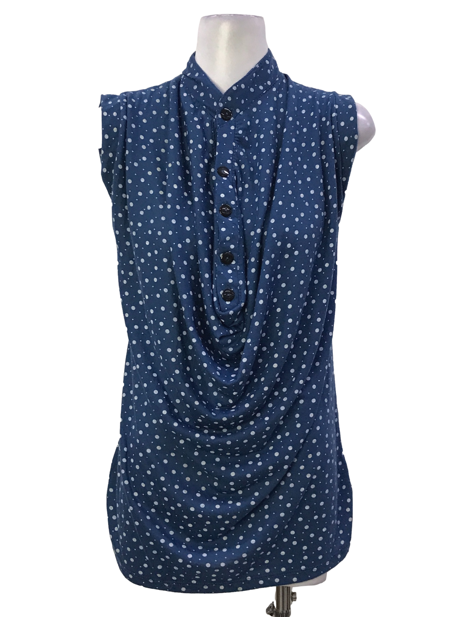 Blue Polka Dots Cowl Top