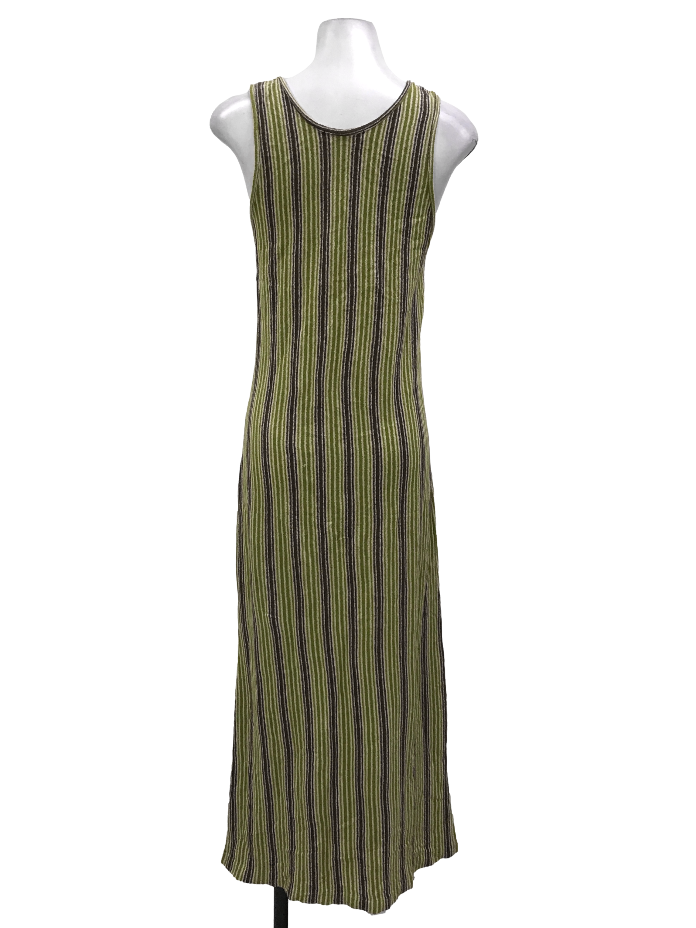 Green Stripes Sleeveless Long Dress