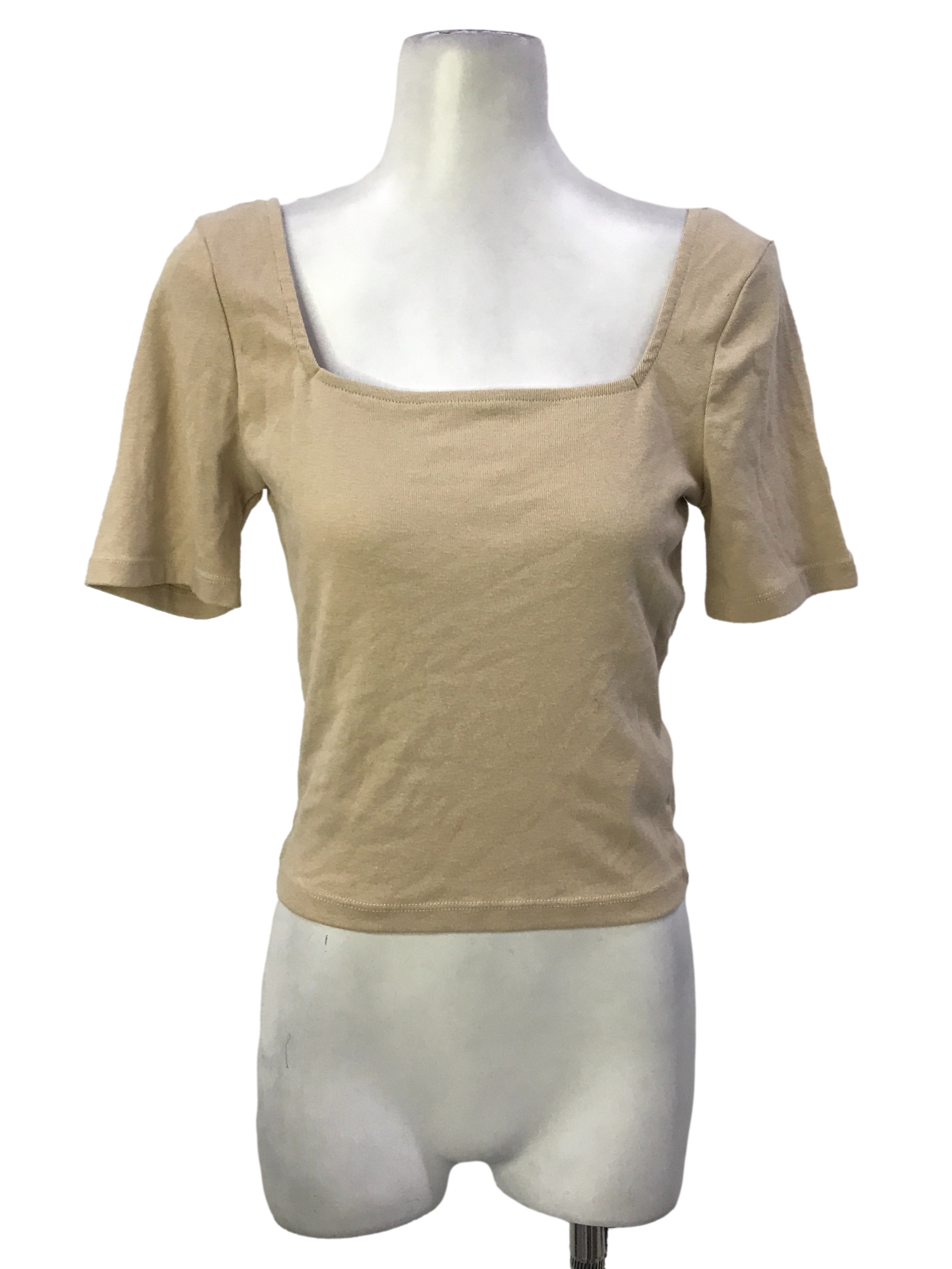 Brown Square Neck Ribbed Top