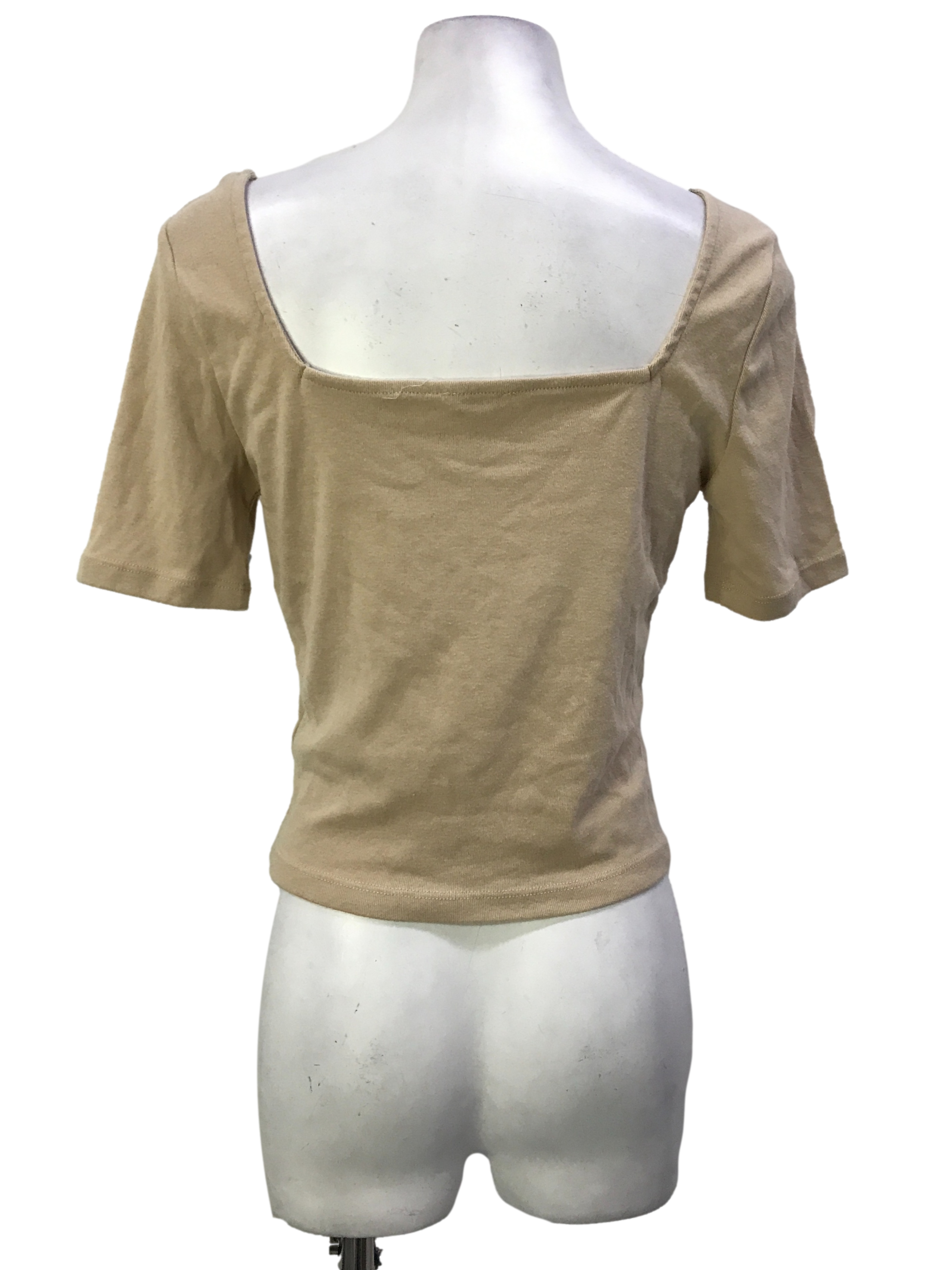 Brown Square Neck Ribbed Top