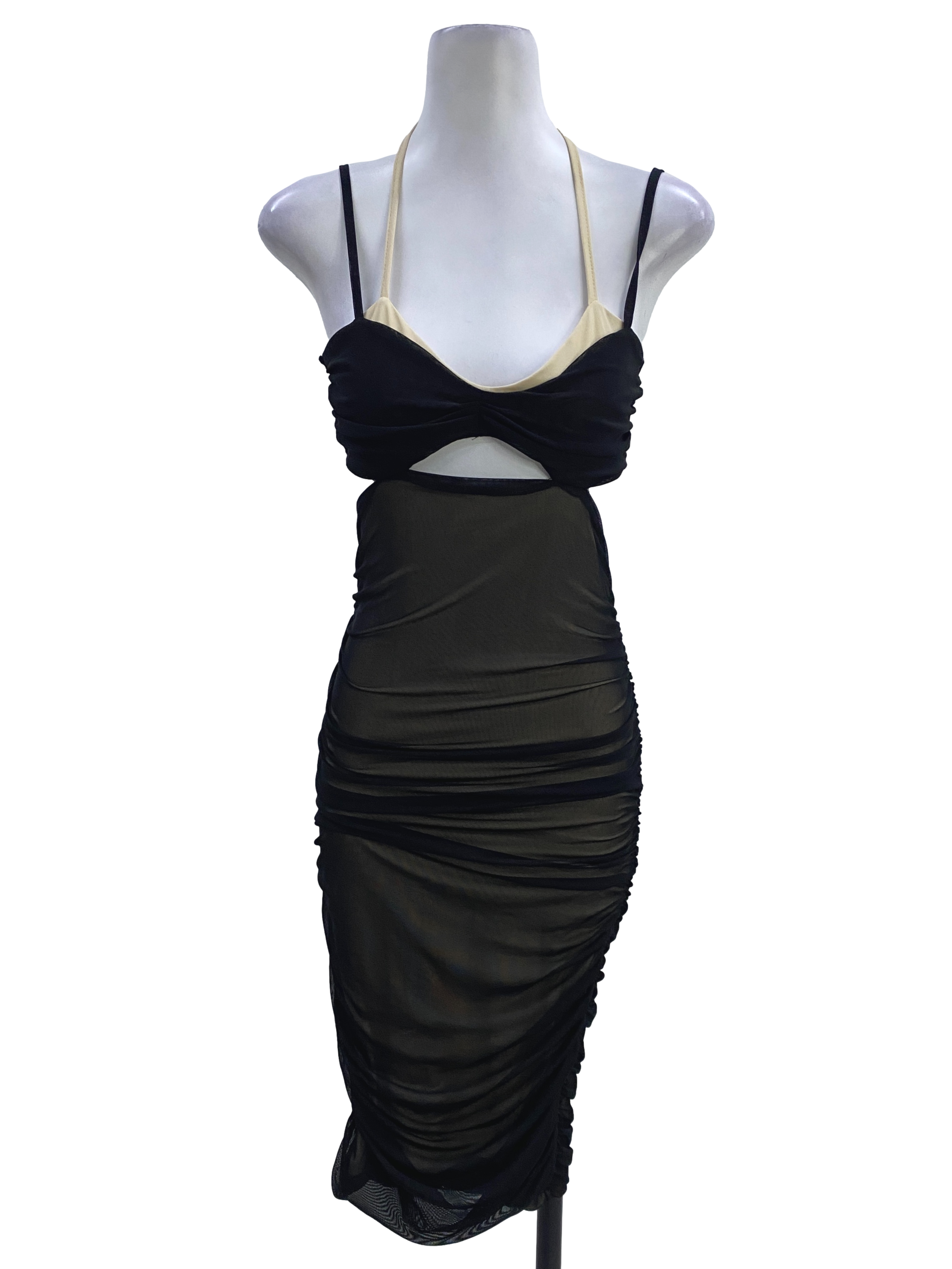 Black Latte Ruched Sleeveless Dress