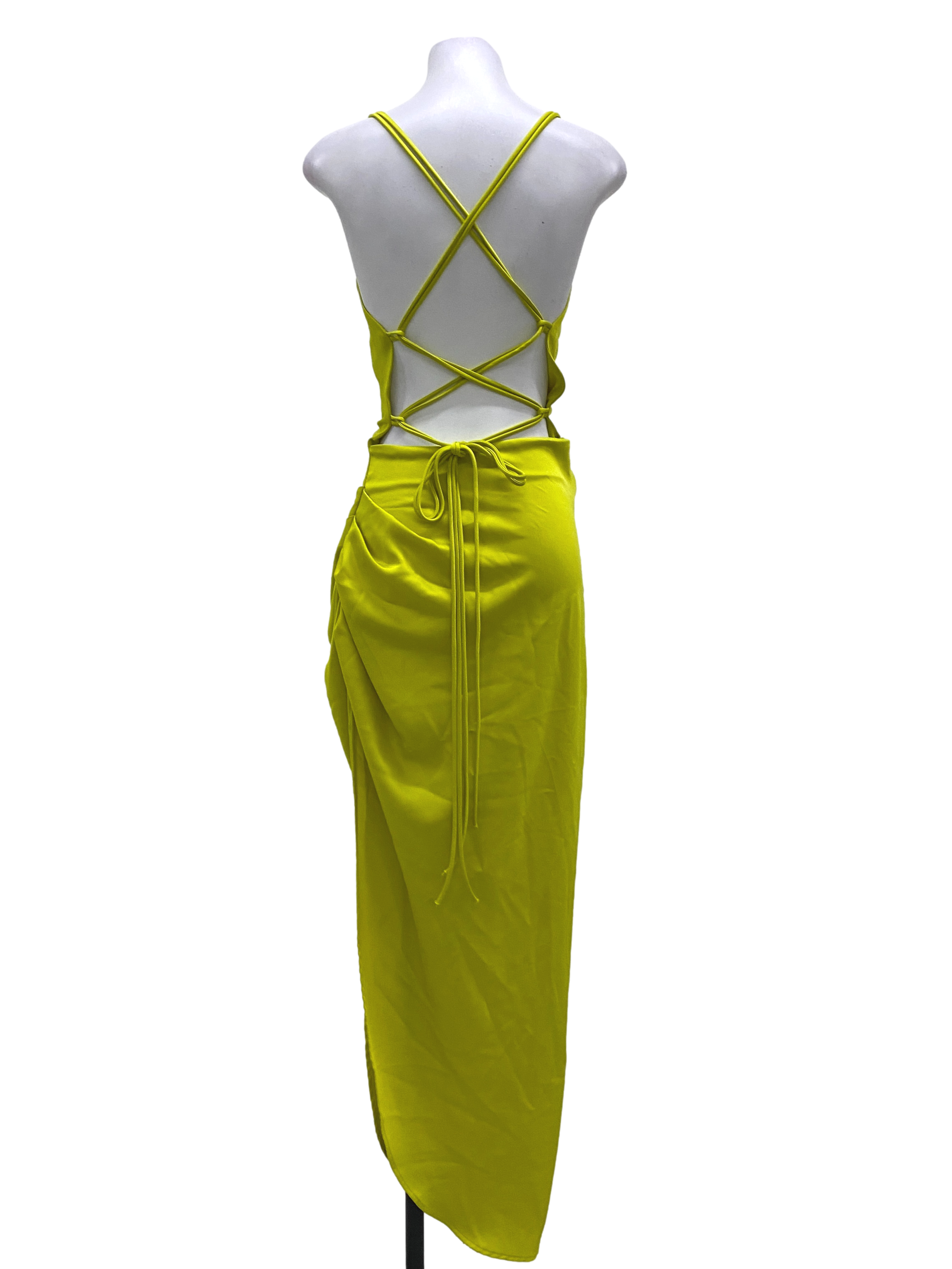 Neon Yellow Laced Back Dress