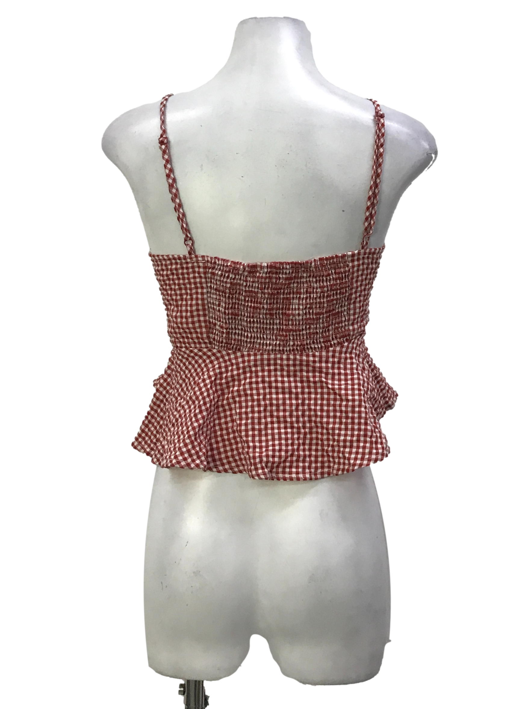 Red Gingham Peplum Top