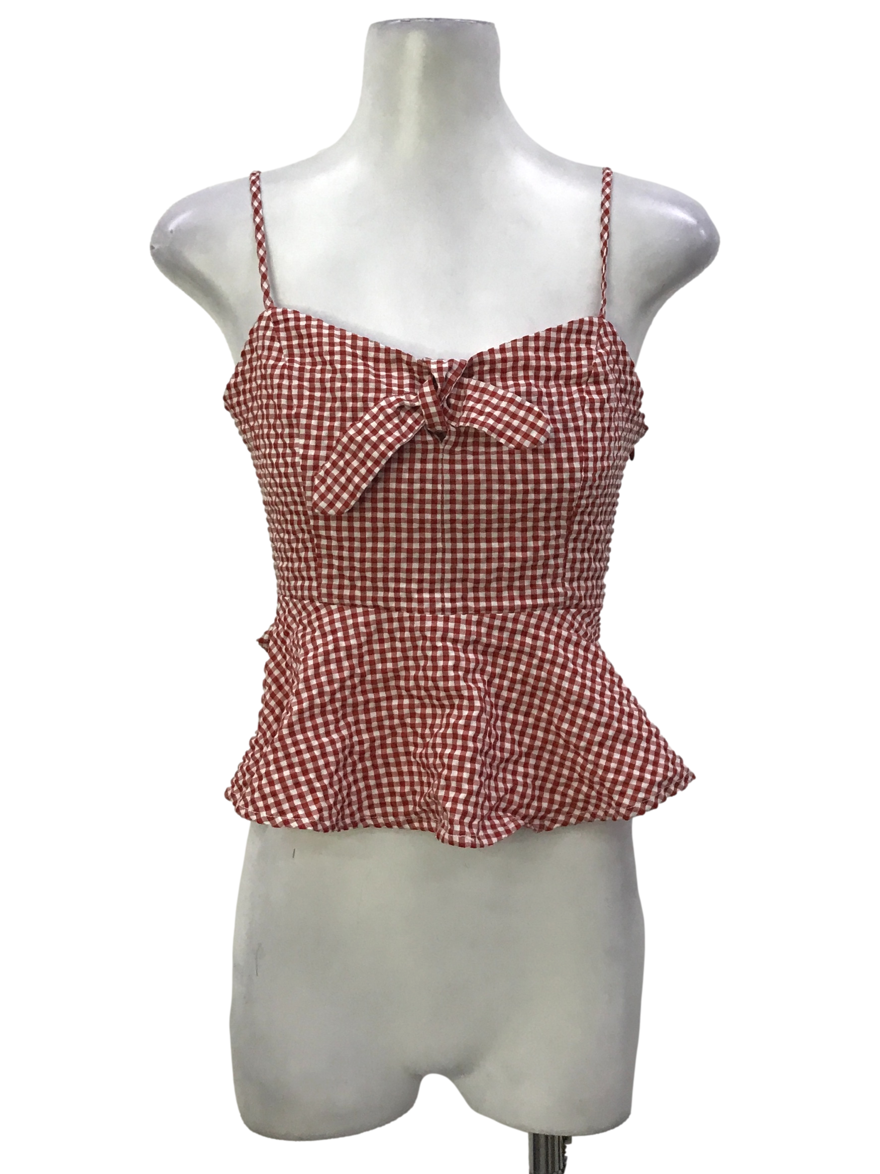 Red Gingham Peplum Top