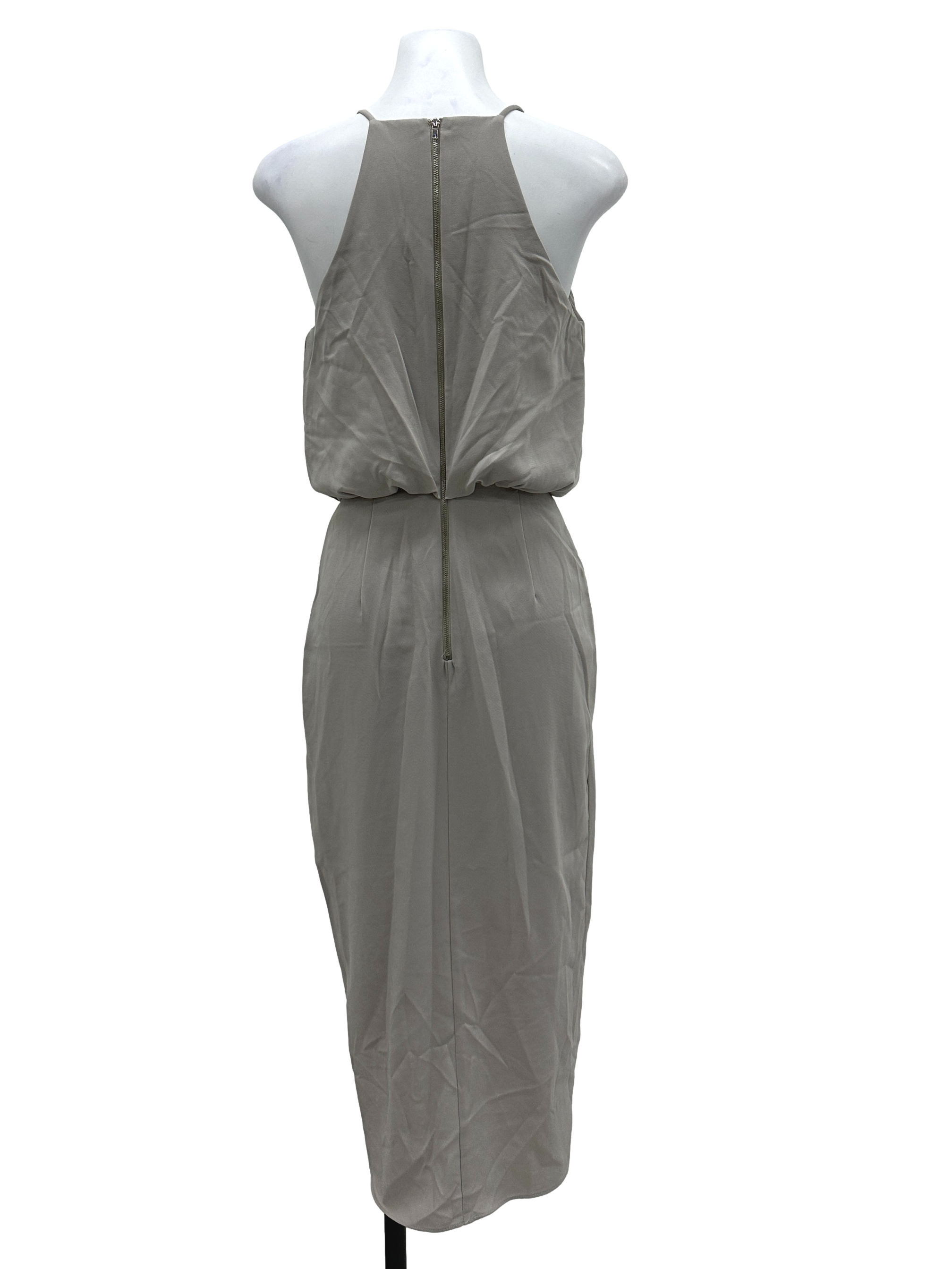 Grey Halter Tulip Skirt Dress