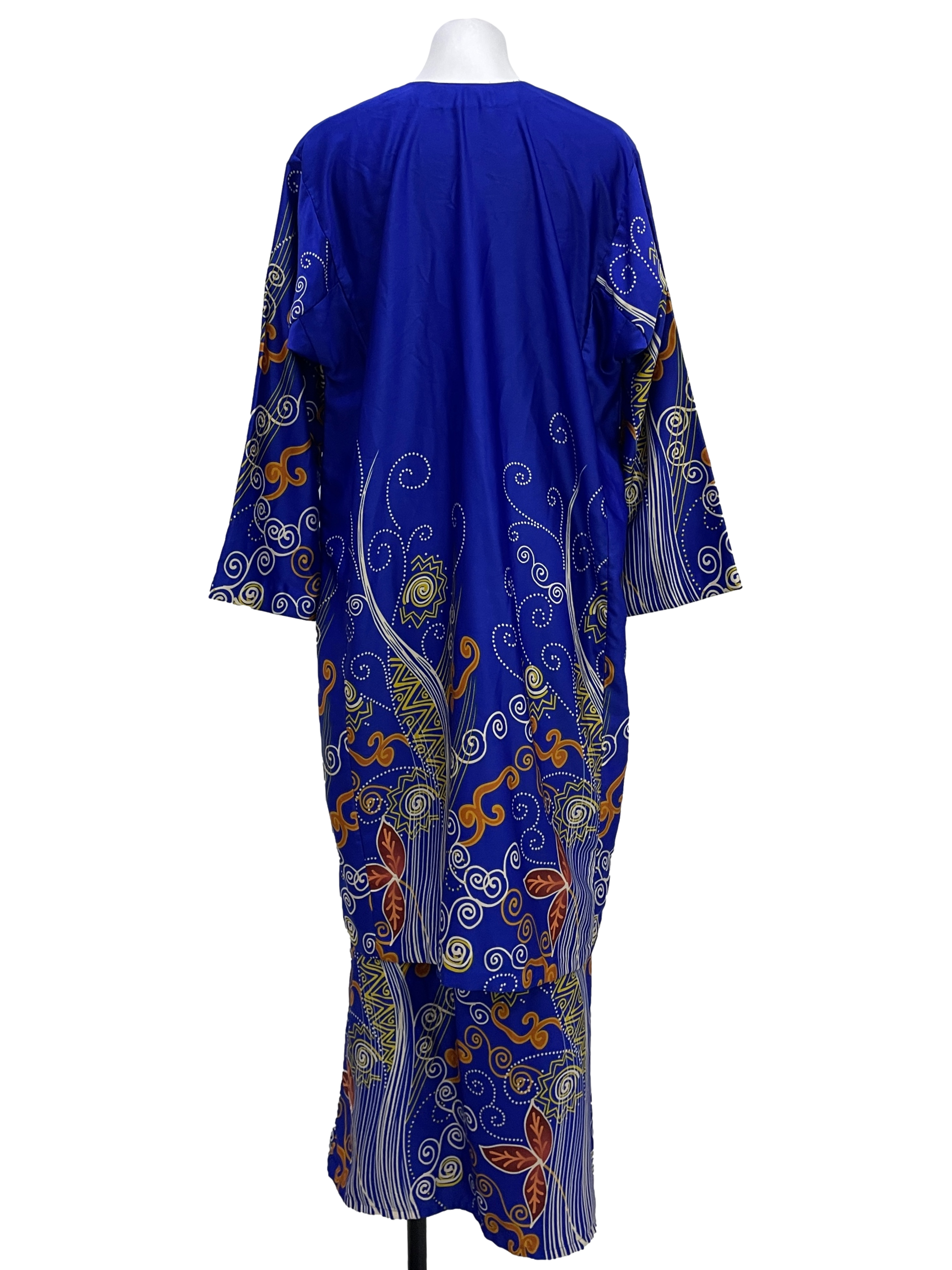 Admiral Blue Printed Abstract Baju Kurung Set