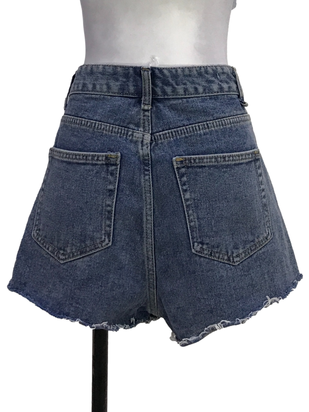 Blue Frayed Hem Shorts