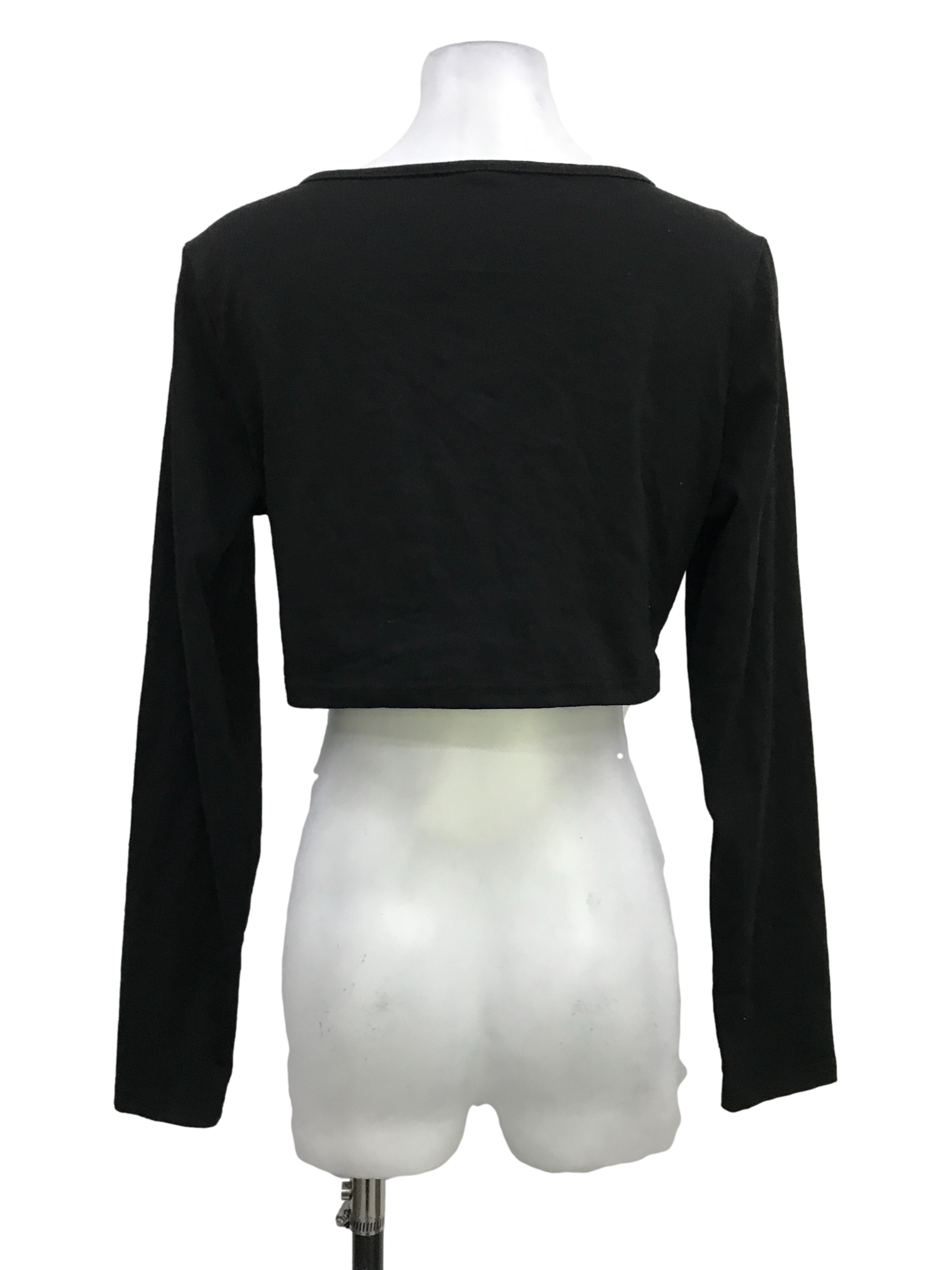 Black Middle Ruched Long Sleeve Crop Top