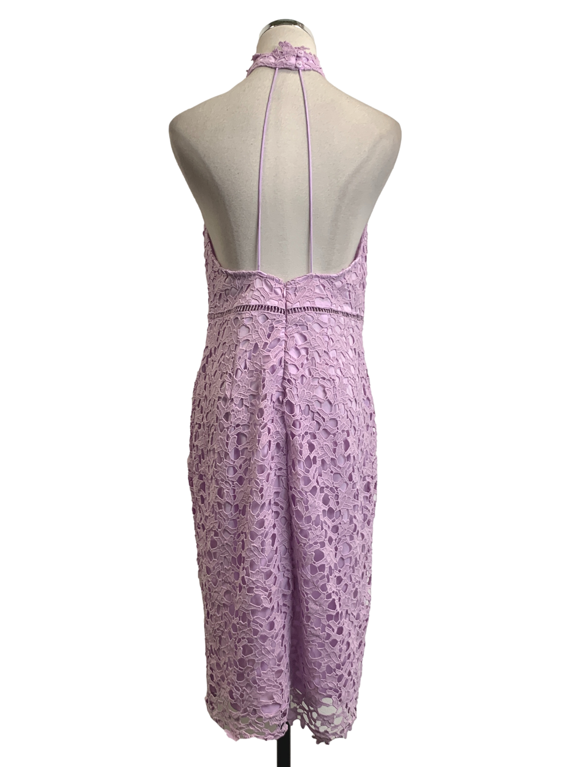 Lavander Lace High-Neck Dress
