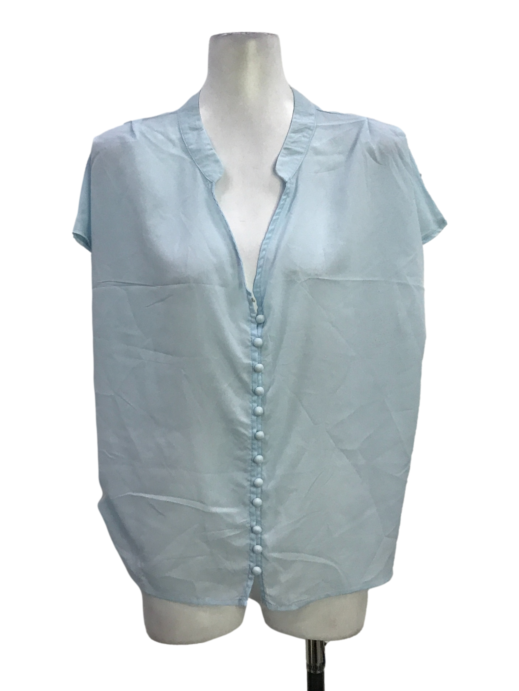 Soft Blue Round Button Top