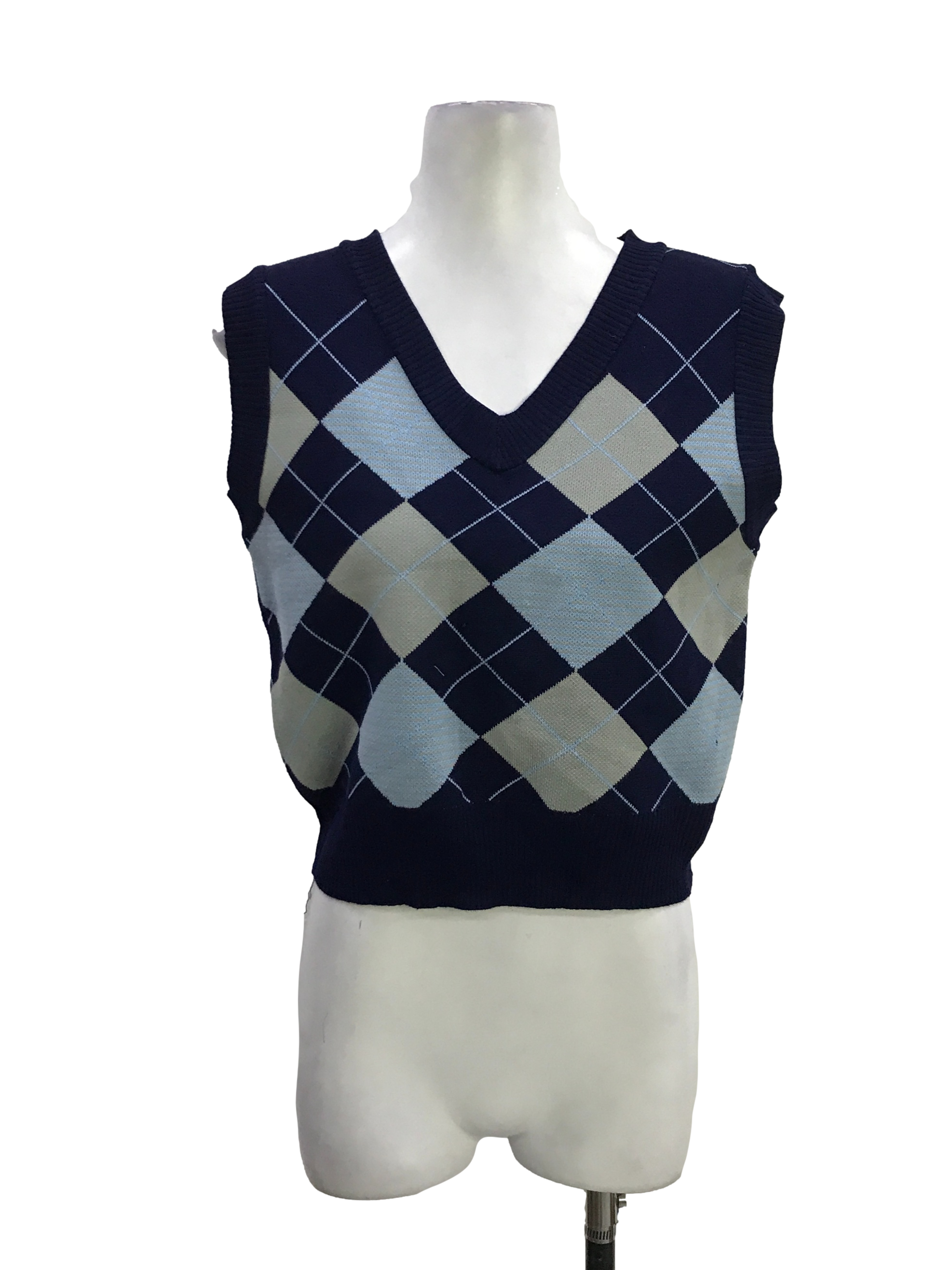 Blue Argyle Knit Vest