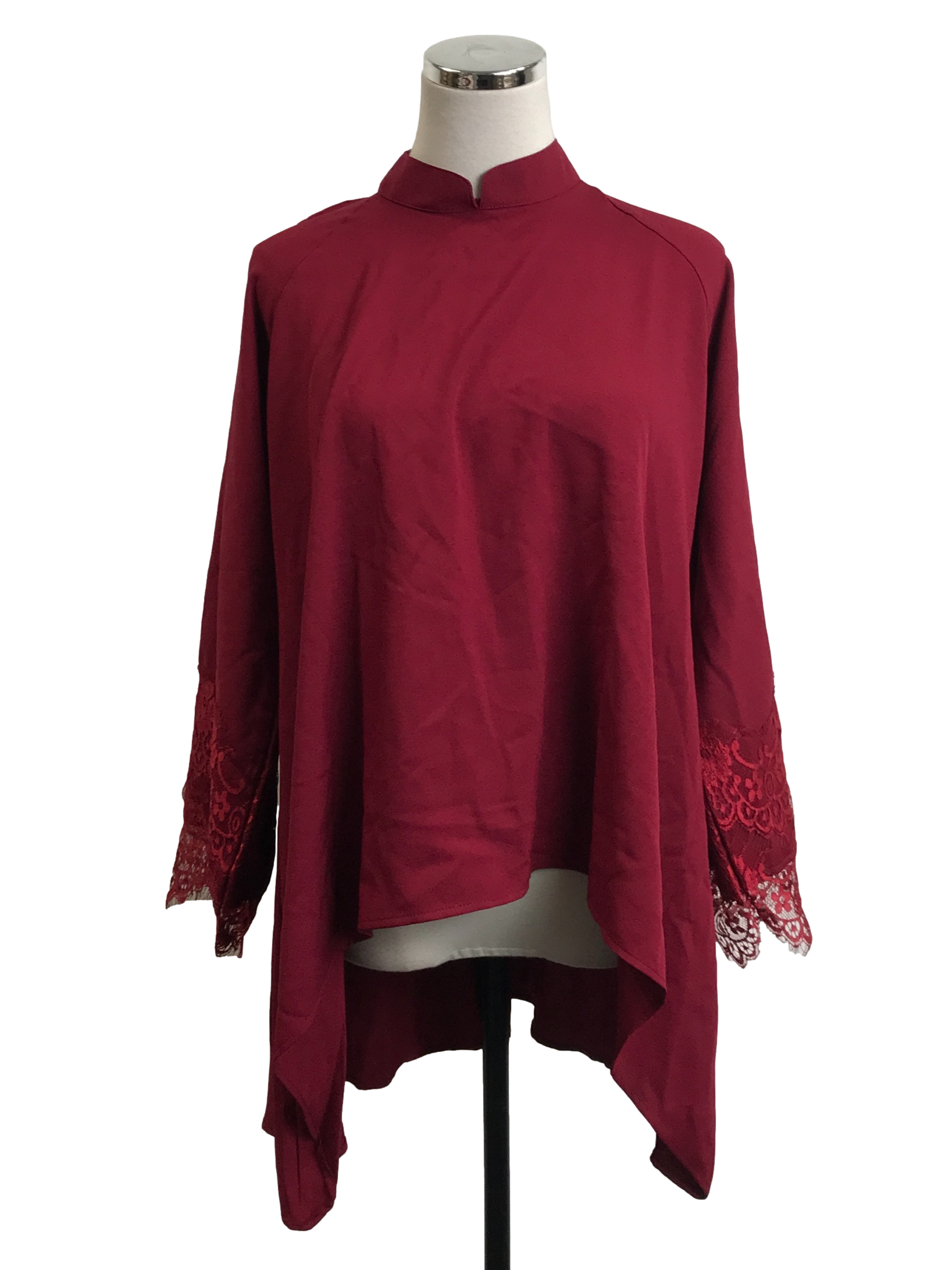 Red Stand Collar Blouse