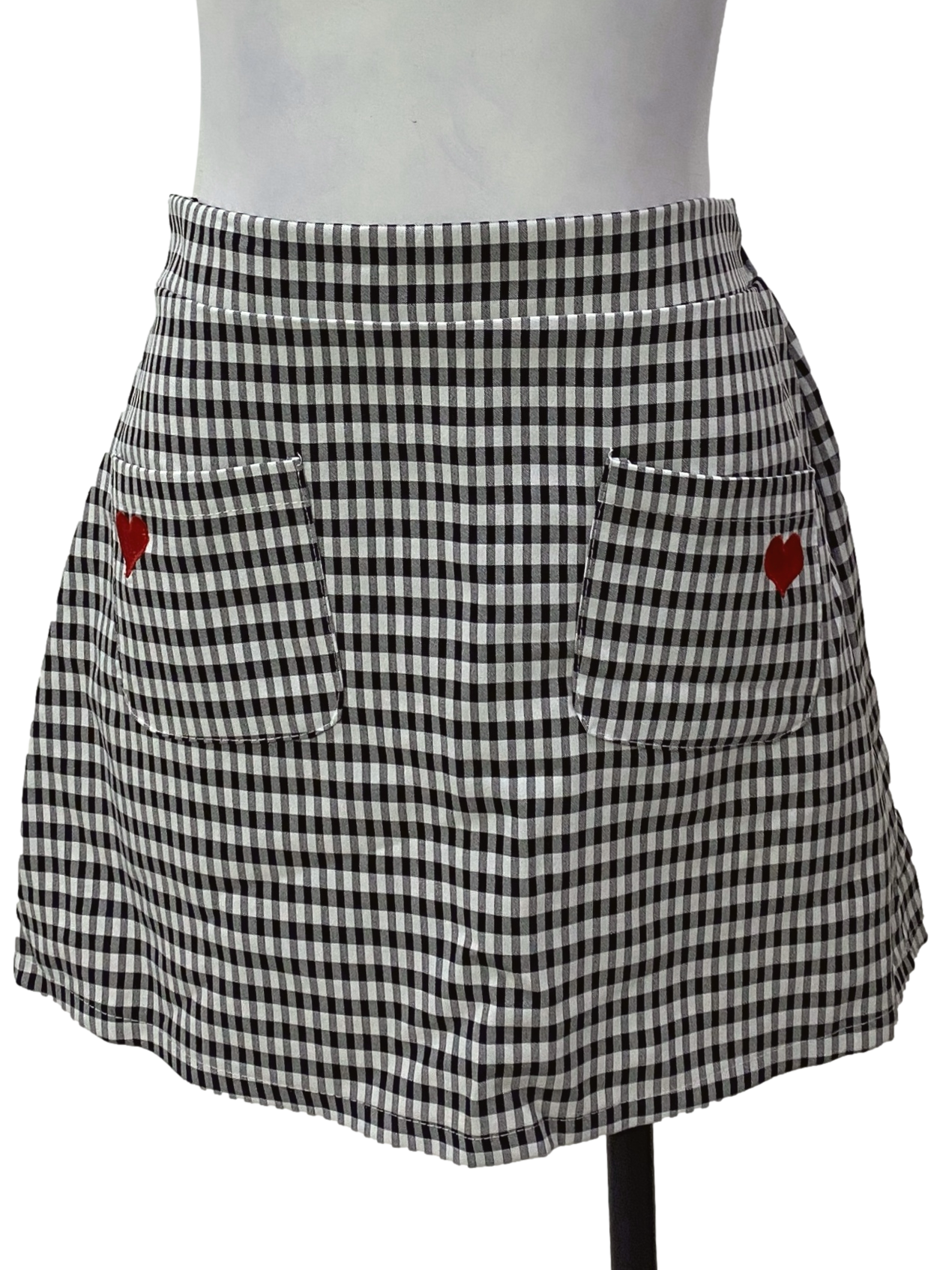 Black White Plaid Mini Skirt