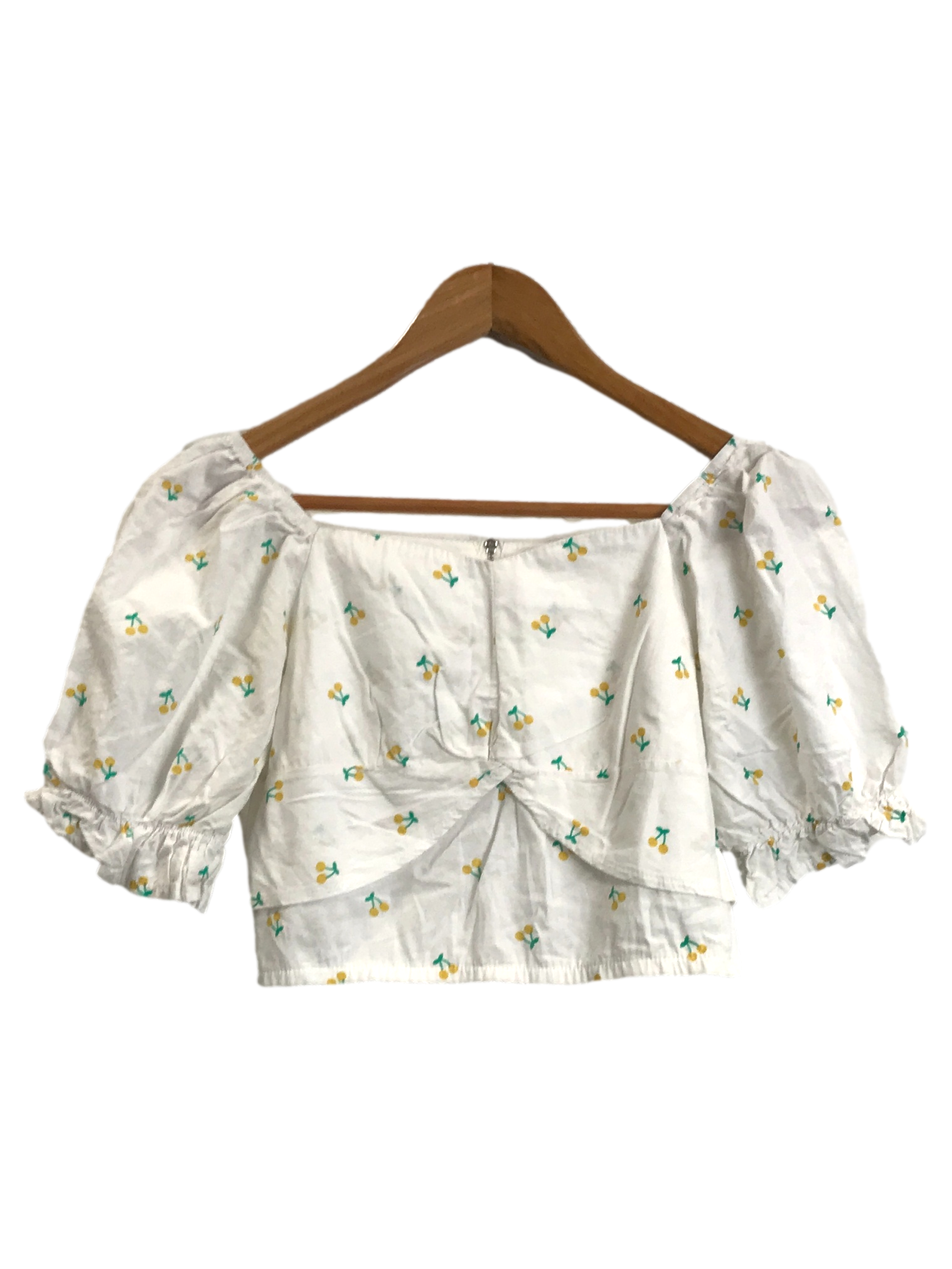 White Cherry Printed Crop Top