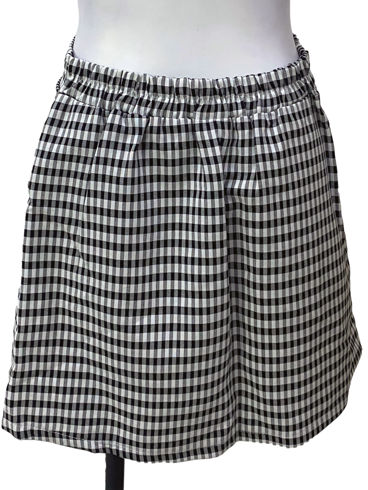 Black White Plaid Mini Skirt