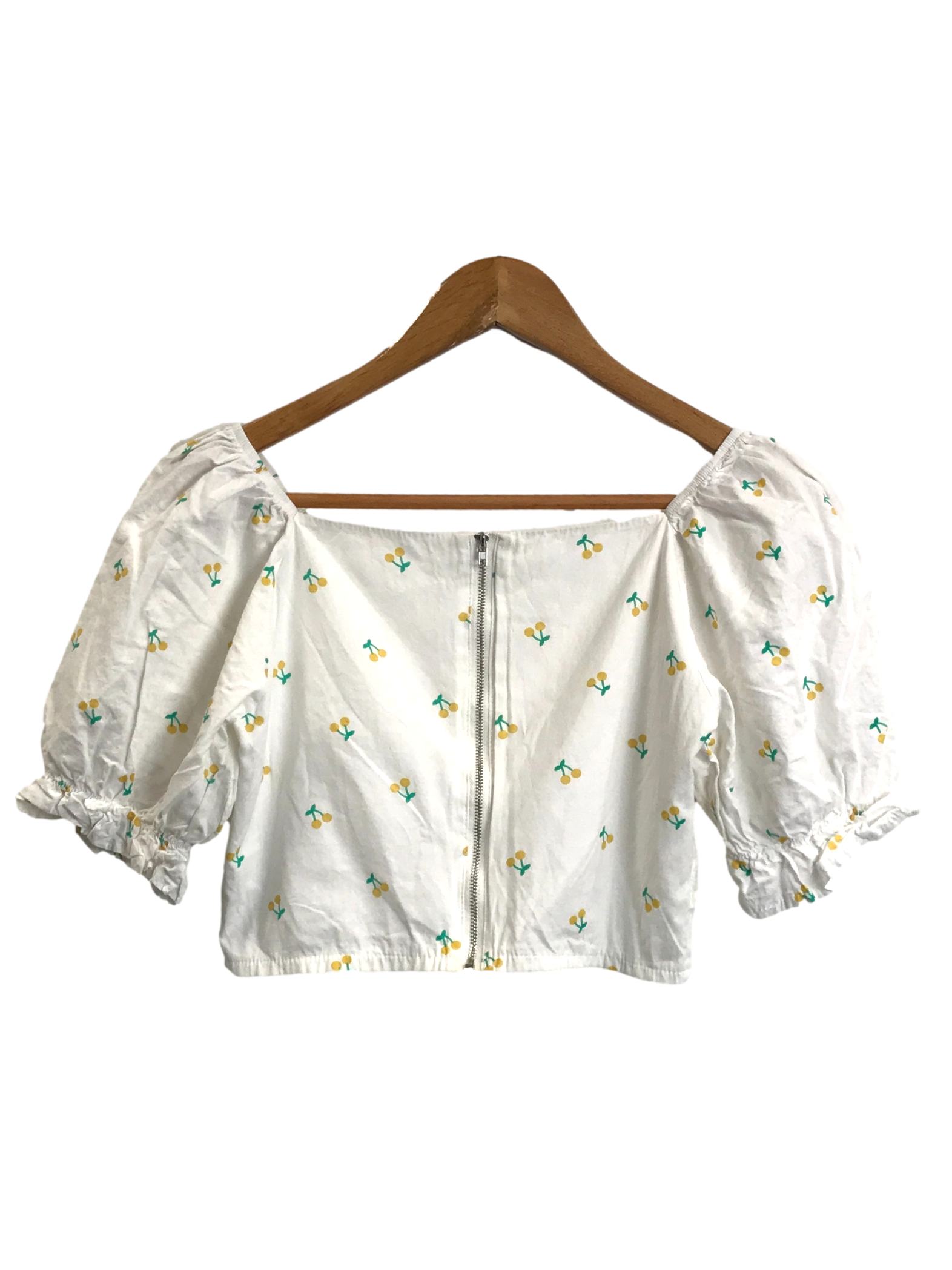 White Cherry Printed Crop Top