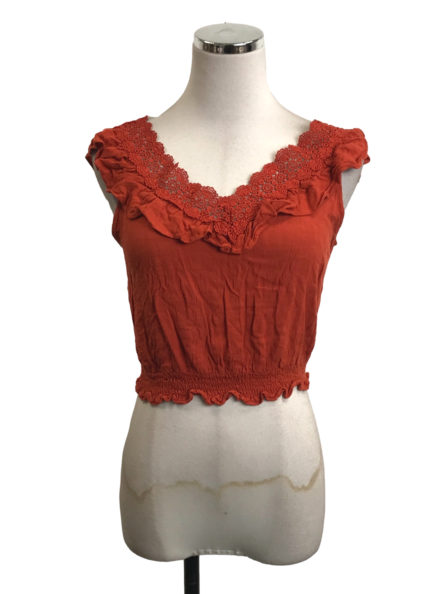 Burnt Orange Laced Neck Top